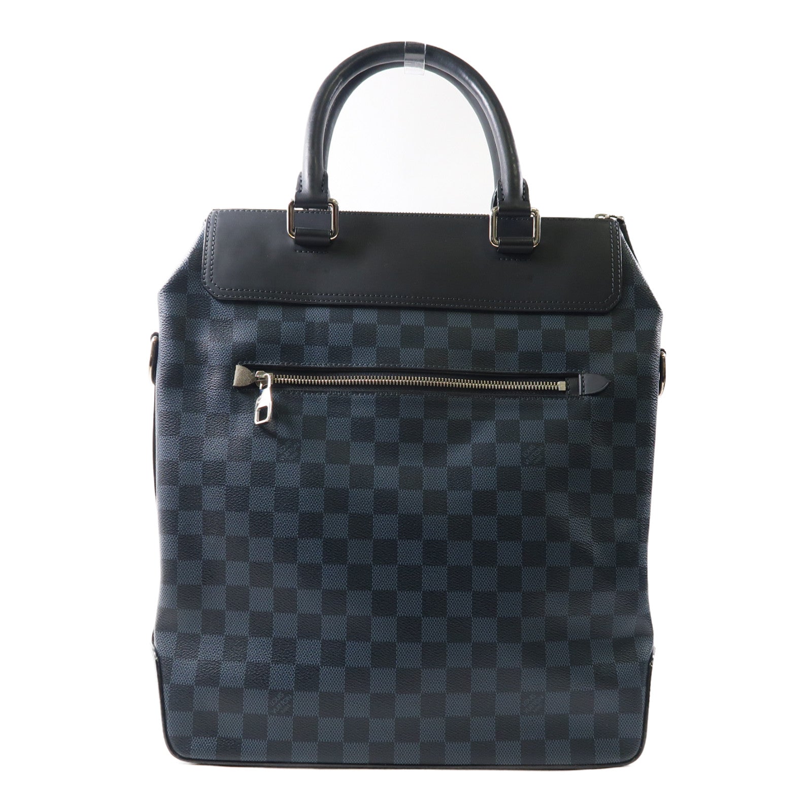 LOUIS VUITTON Damier Cobalt Greenwich銀扣手挽肩背兩用袋黑色/藍色