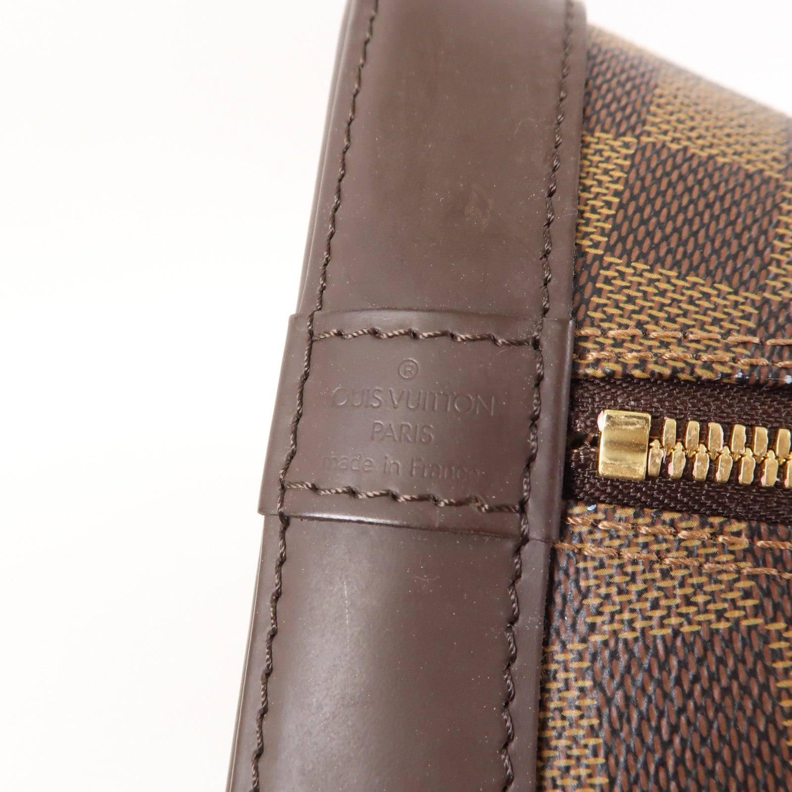 LOUIS VUITTON Damier Ebene Alma金扣手挽袋啡色