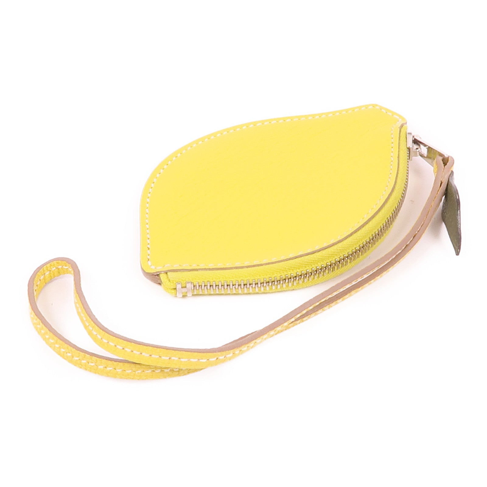 HERMES Chevre皮革Tutti Frutti Coin Case銀扣零錢包Lime/Canopee