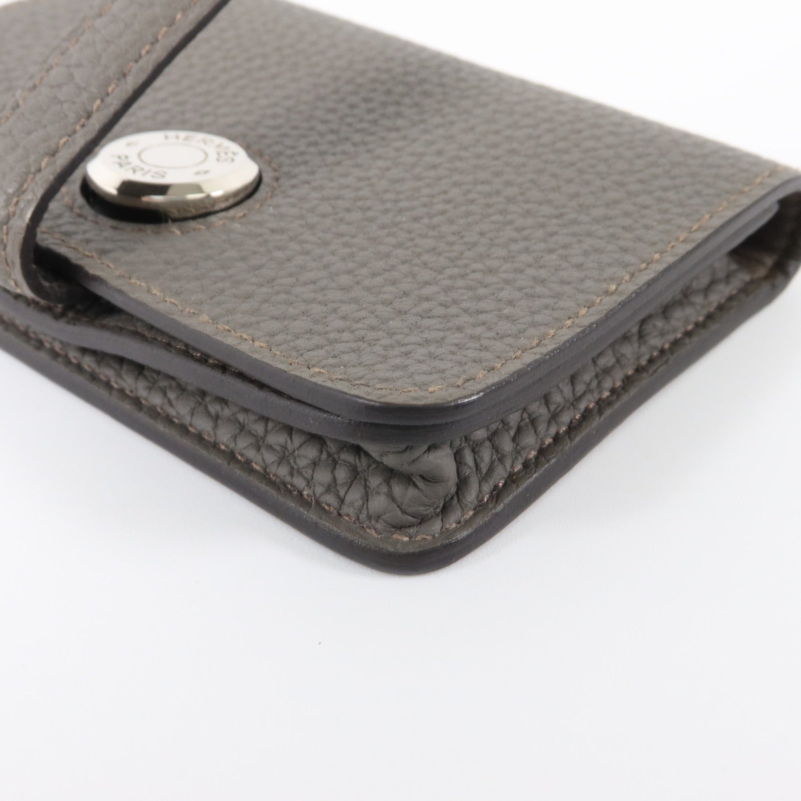 HERMES Togo皮革Dogon Card Case銀扣卡片套Etain
