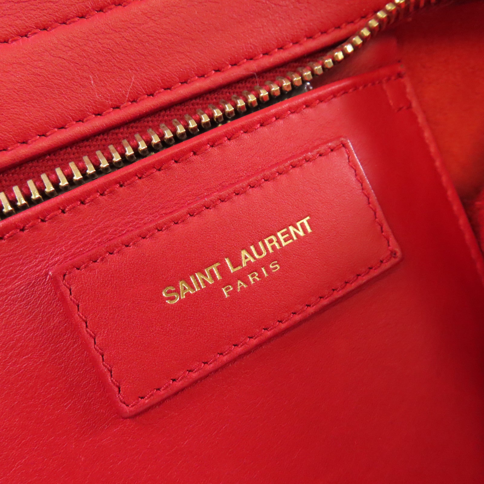 YVES SAINT LAURENT 【激減優惠】牛皮皮革2Way Shoulder Bag金扣手挽肩背兩用袋紅色