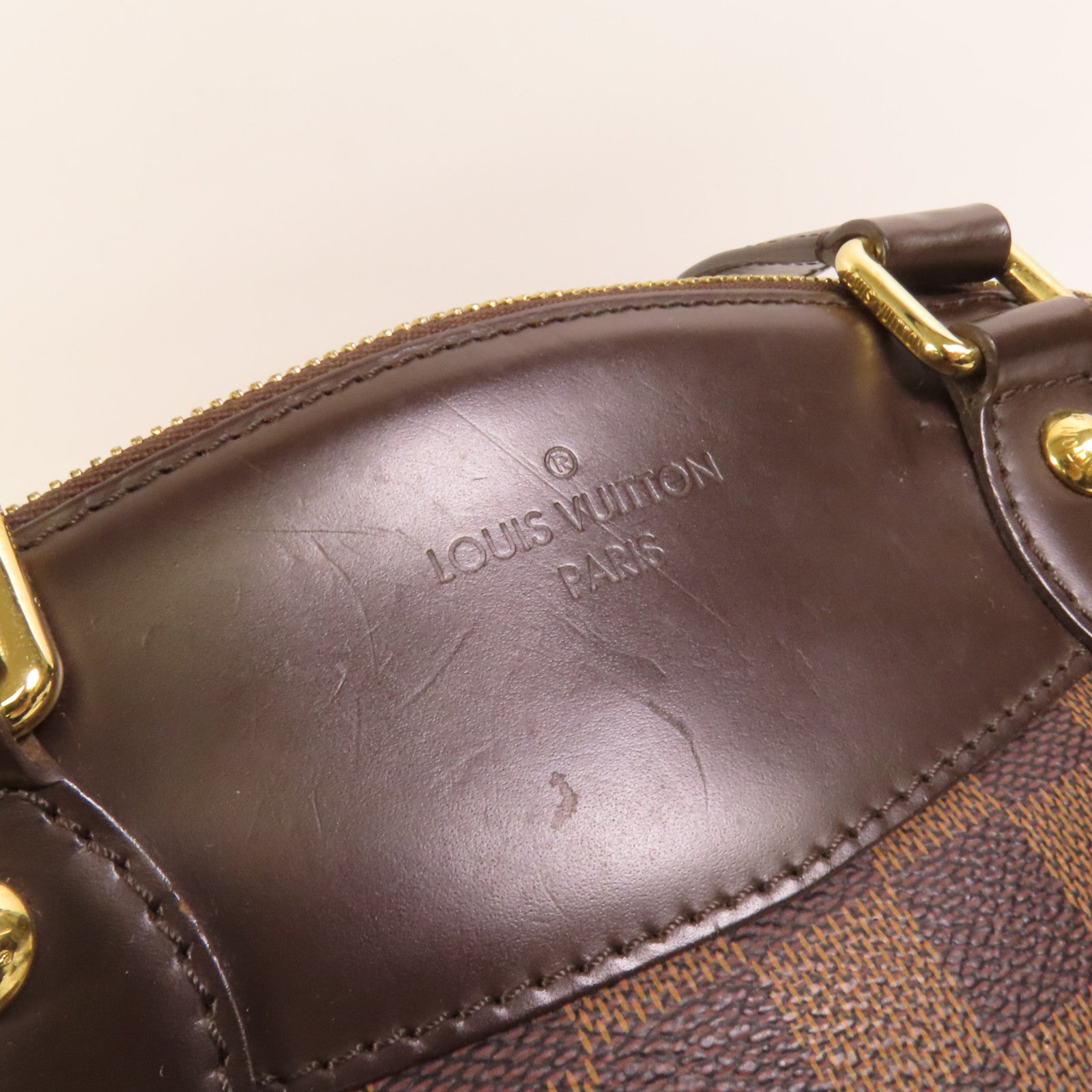 LOUIS VUITTON Damier Verona PM金扣手挽袋