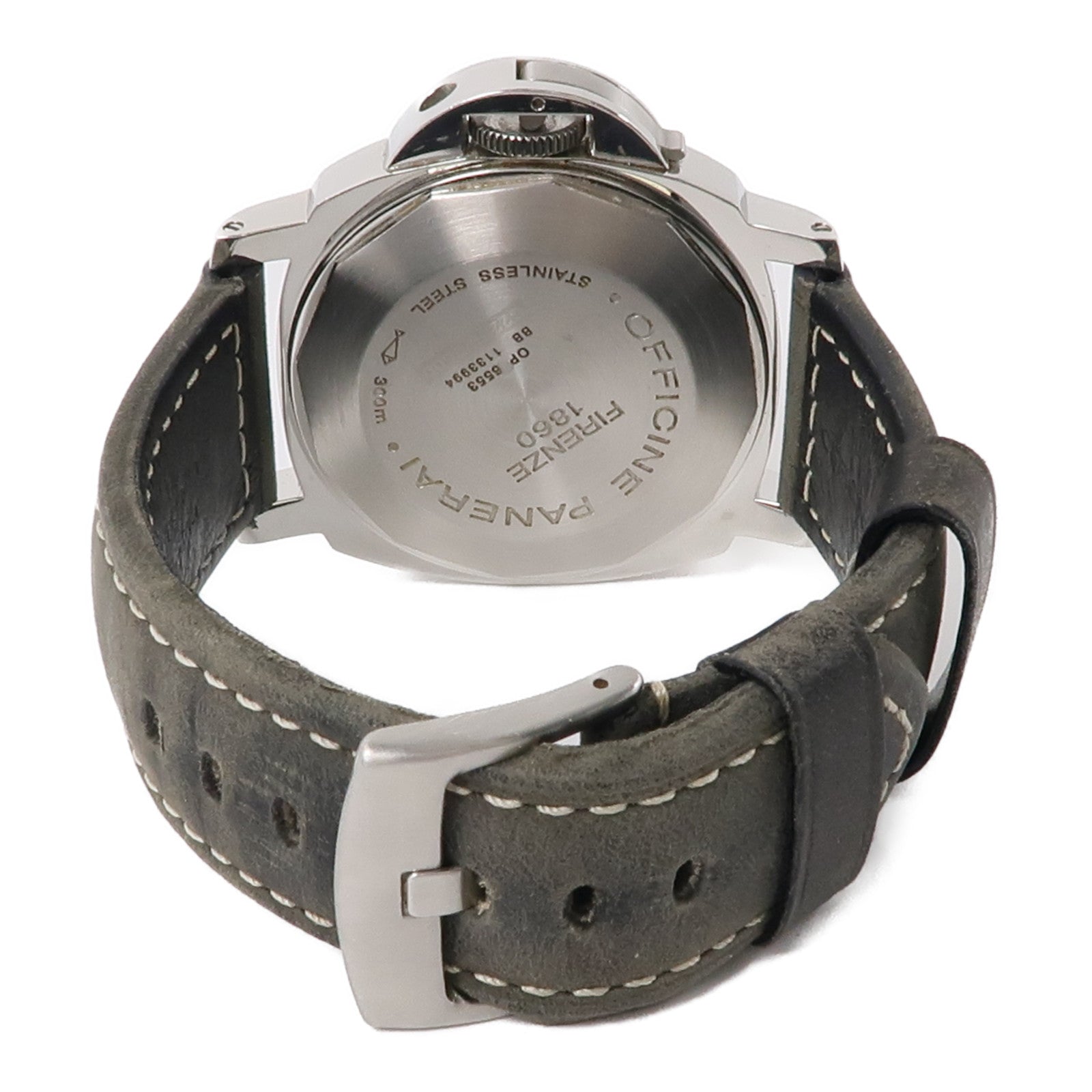 PANERAI Luminor Marina不鏽鋼/皮革帶手錶自動機芯黑色