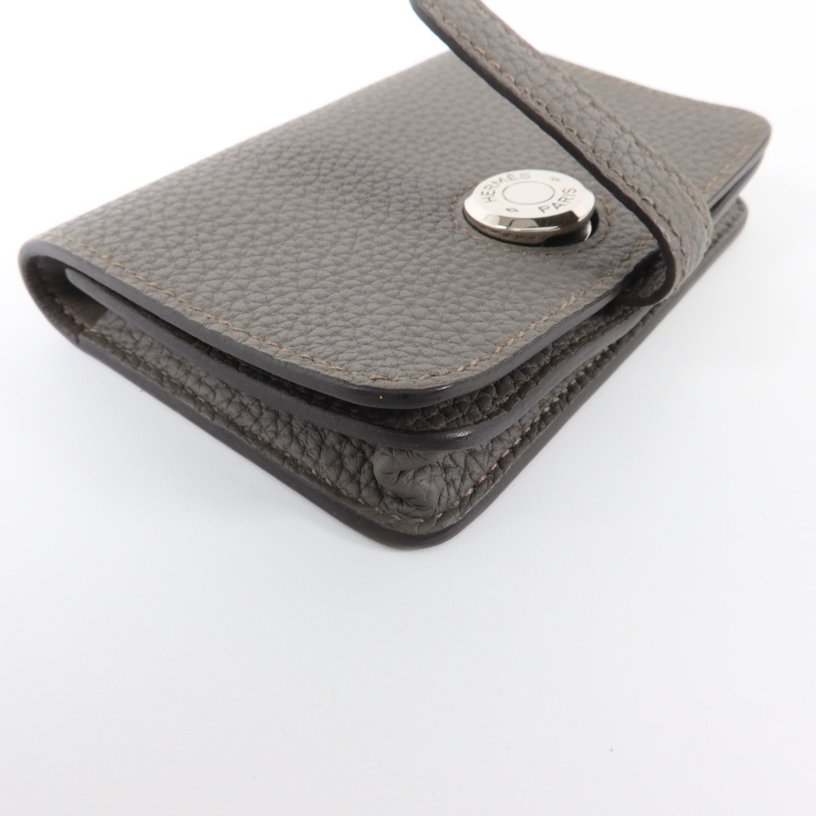 HERMES Togo皮革Dogon Card Case銀扣卡片套Etain