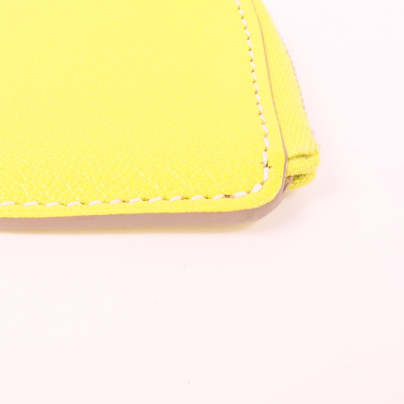 HERMES Chevre皮革Tutti Frutti Coin Case銀扣零錢包Lime/Canopee