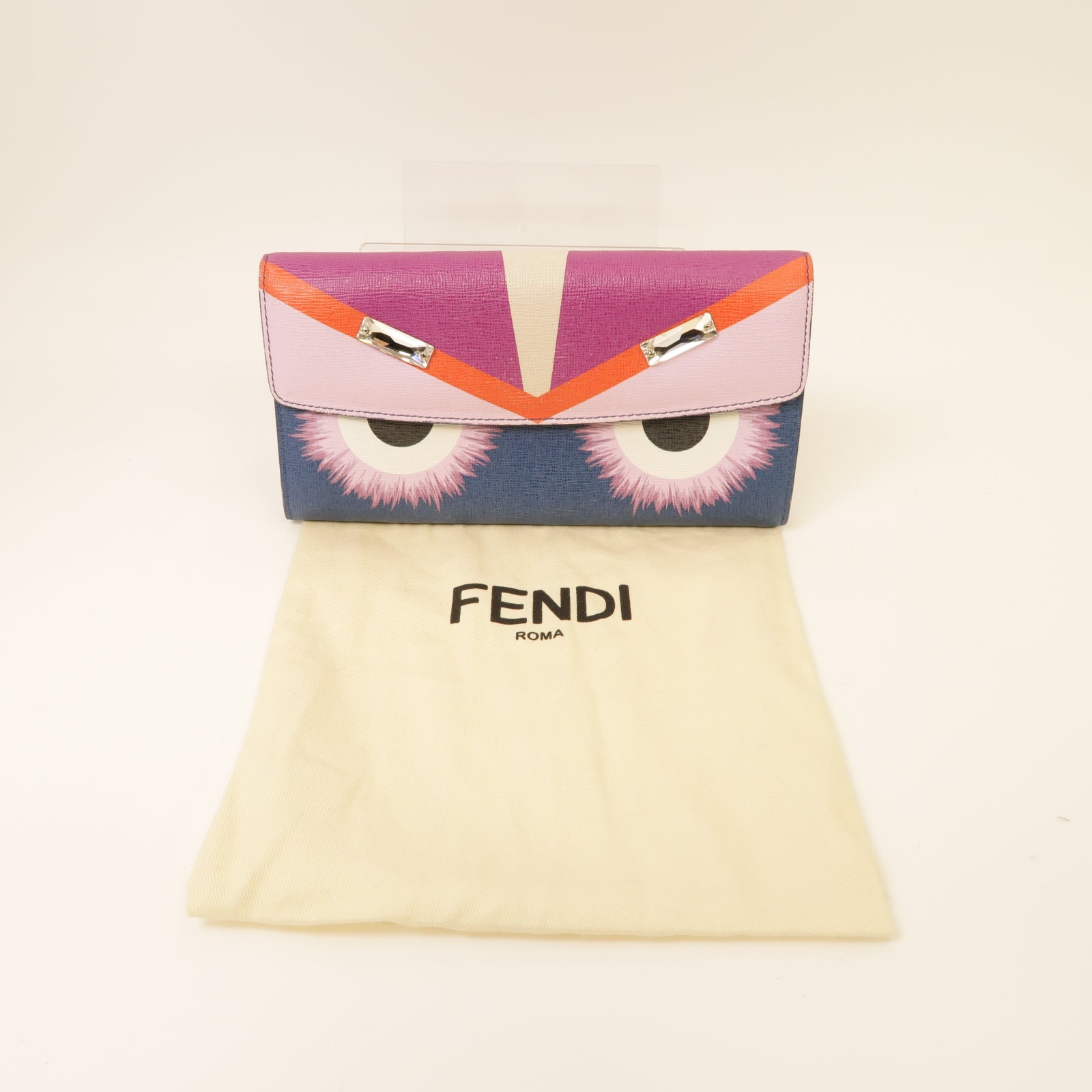 FENDI 【激減優惠】塗層帆布Long Wallet金扣長錢包藍色/粉紅色/紫色