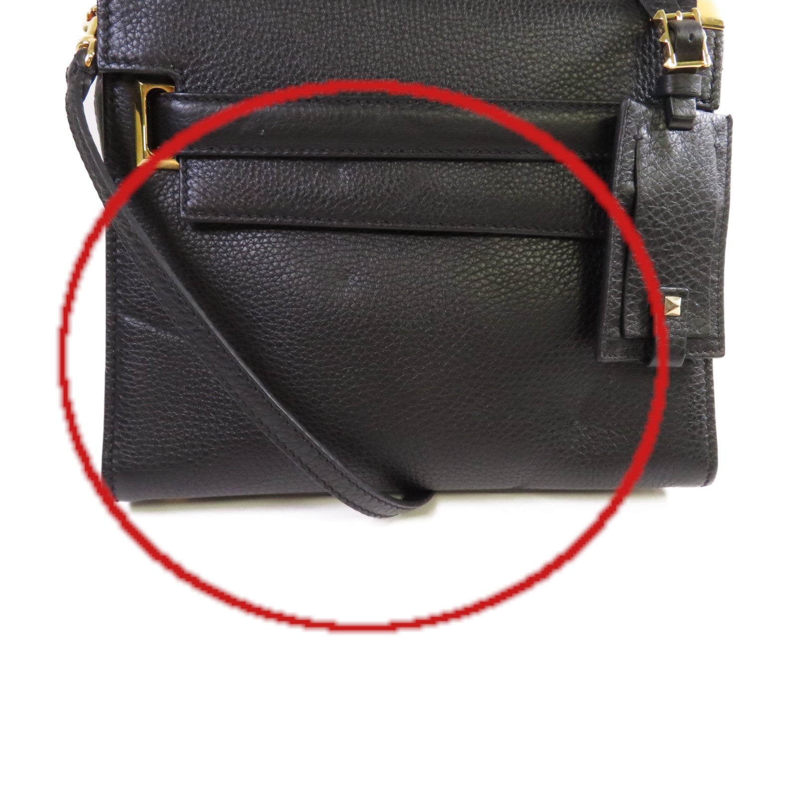 Valentino 牛皮皮革2Way Shoulder Bag金扣手挽肩背兩用袋黑色