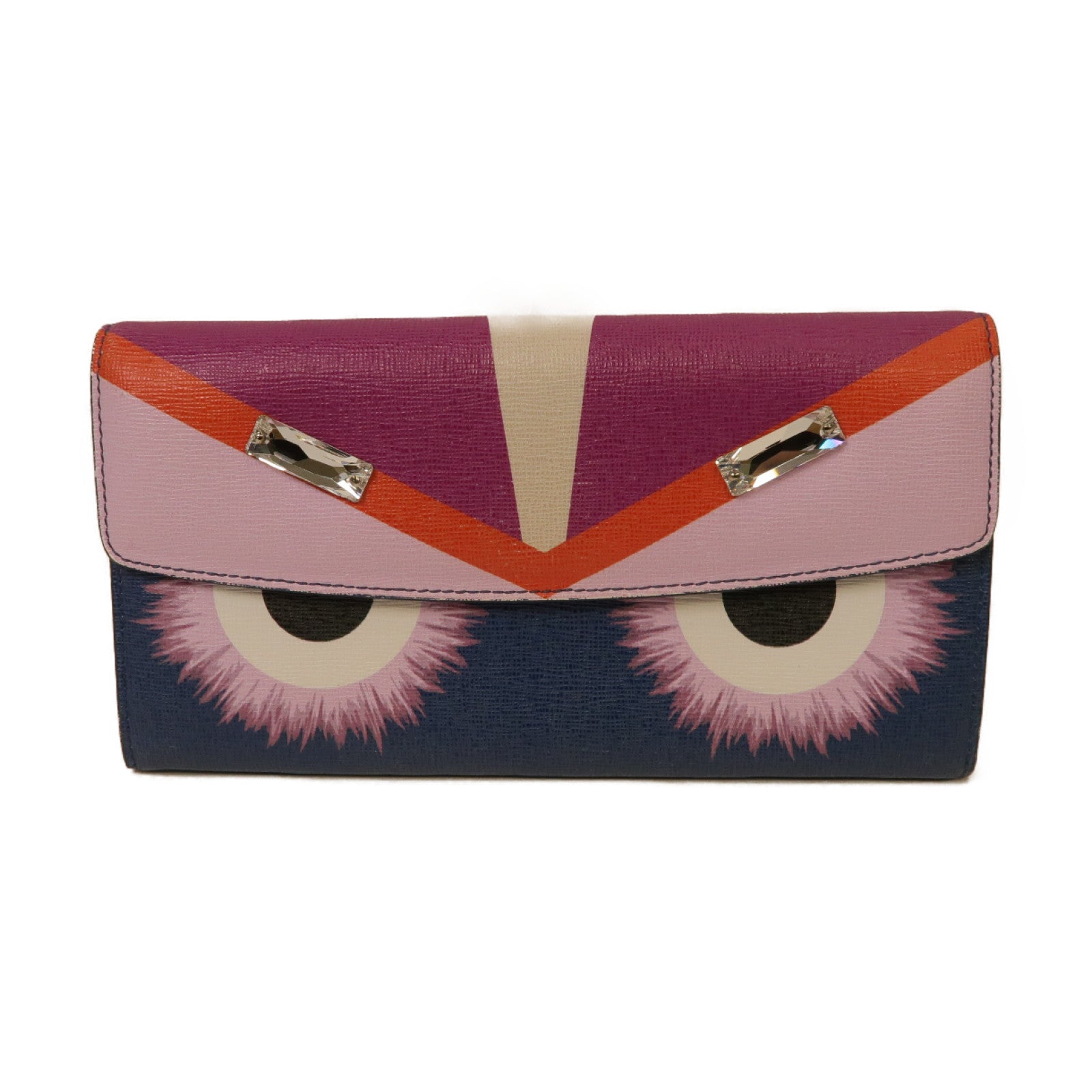 FENDI 【激減優惠】塗層帆布Long Wallet金扣長錢包藍色/粉紅色/紫色