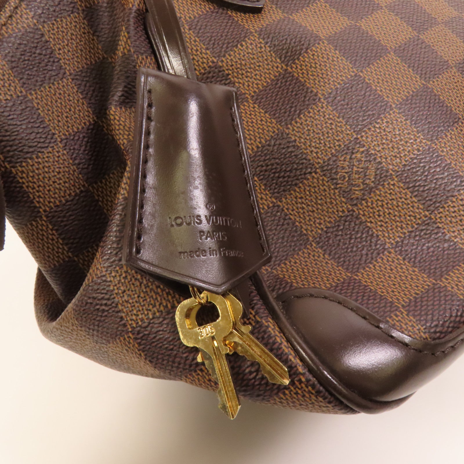 LOUIS VUITTON Damier Verona PM金扣手挽袋