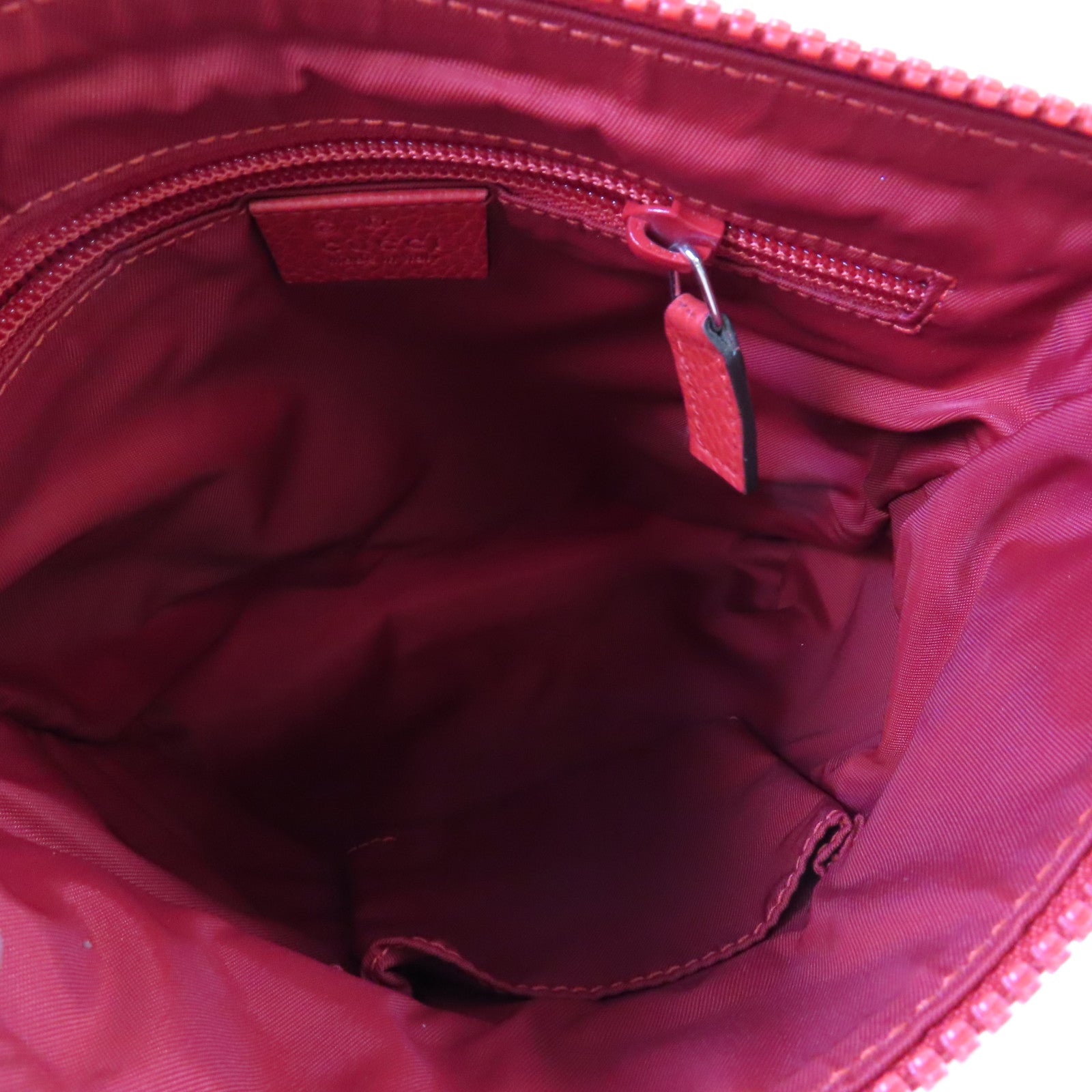 GUCCI 尼龍Shoulder Bag銀扣肩背袋紅色