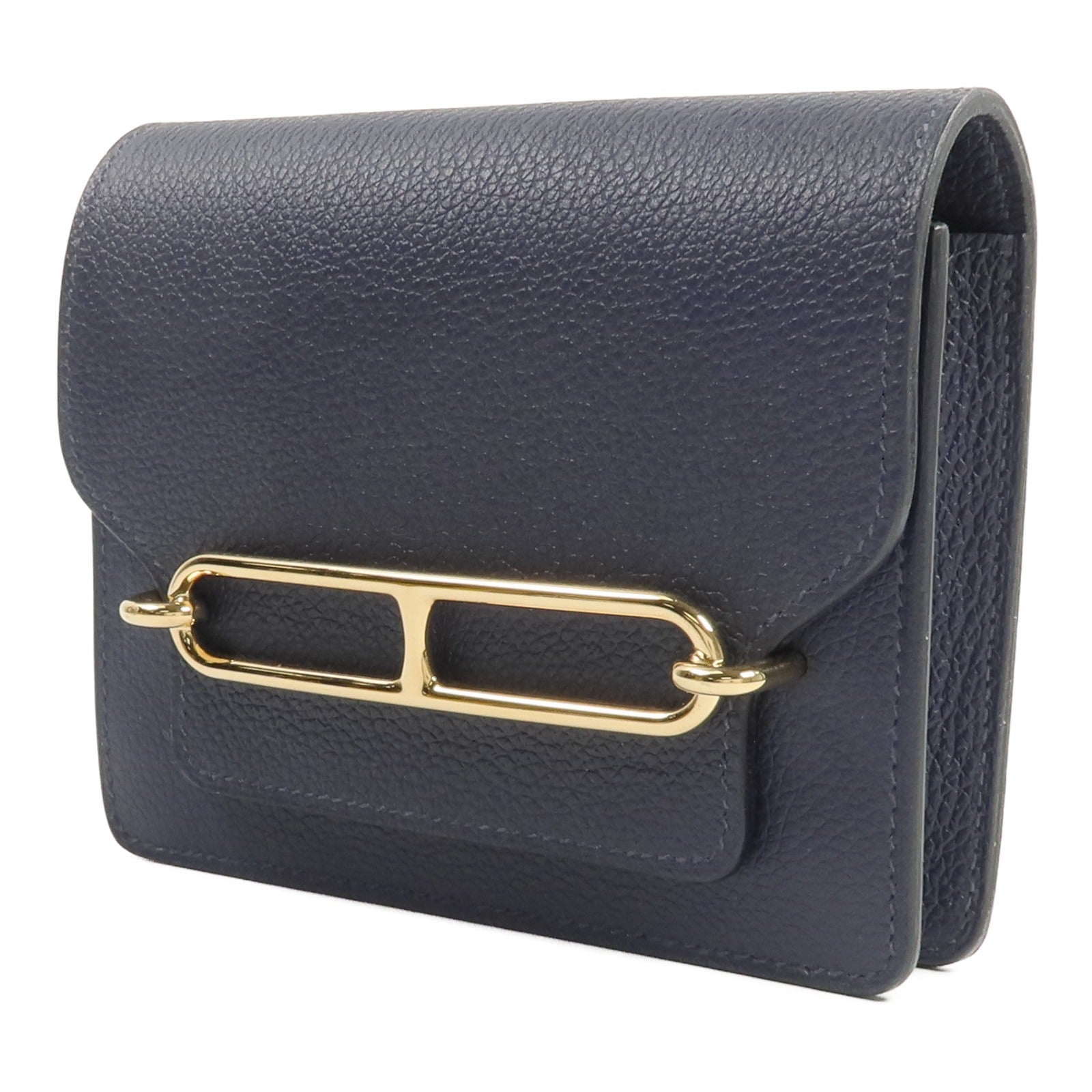 HERMES 【激減優惠】Evercolor皮革Roulis Slim Wallet錢包Bleu Nuit