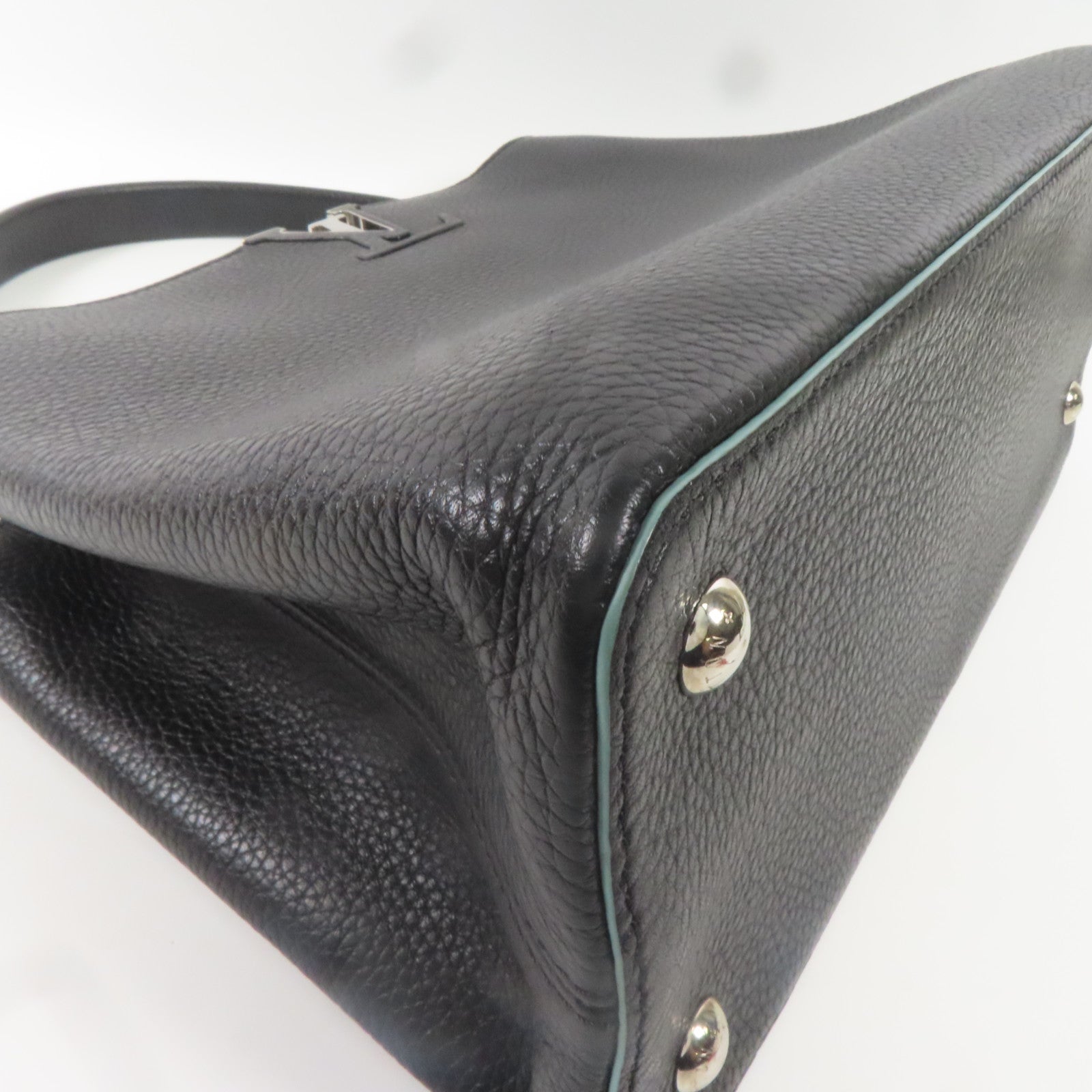 LOUIS VUITTON LV SHW Capuciness MM Handbag M48864 Calfskin Leather Black/Green