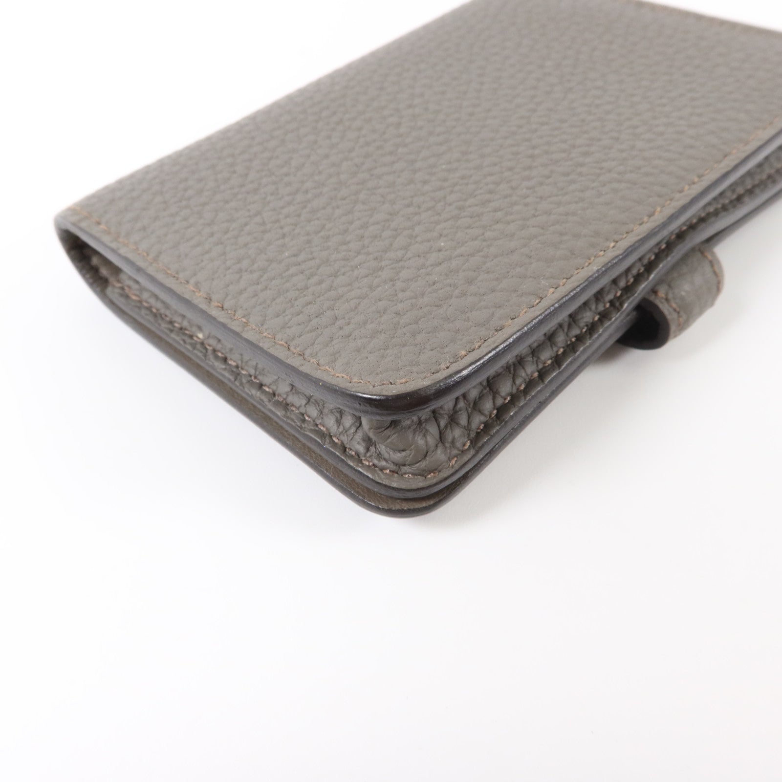 HERMES Togo皮革Dogon Card Case銀扣卡片套Etain