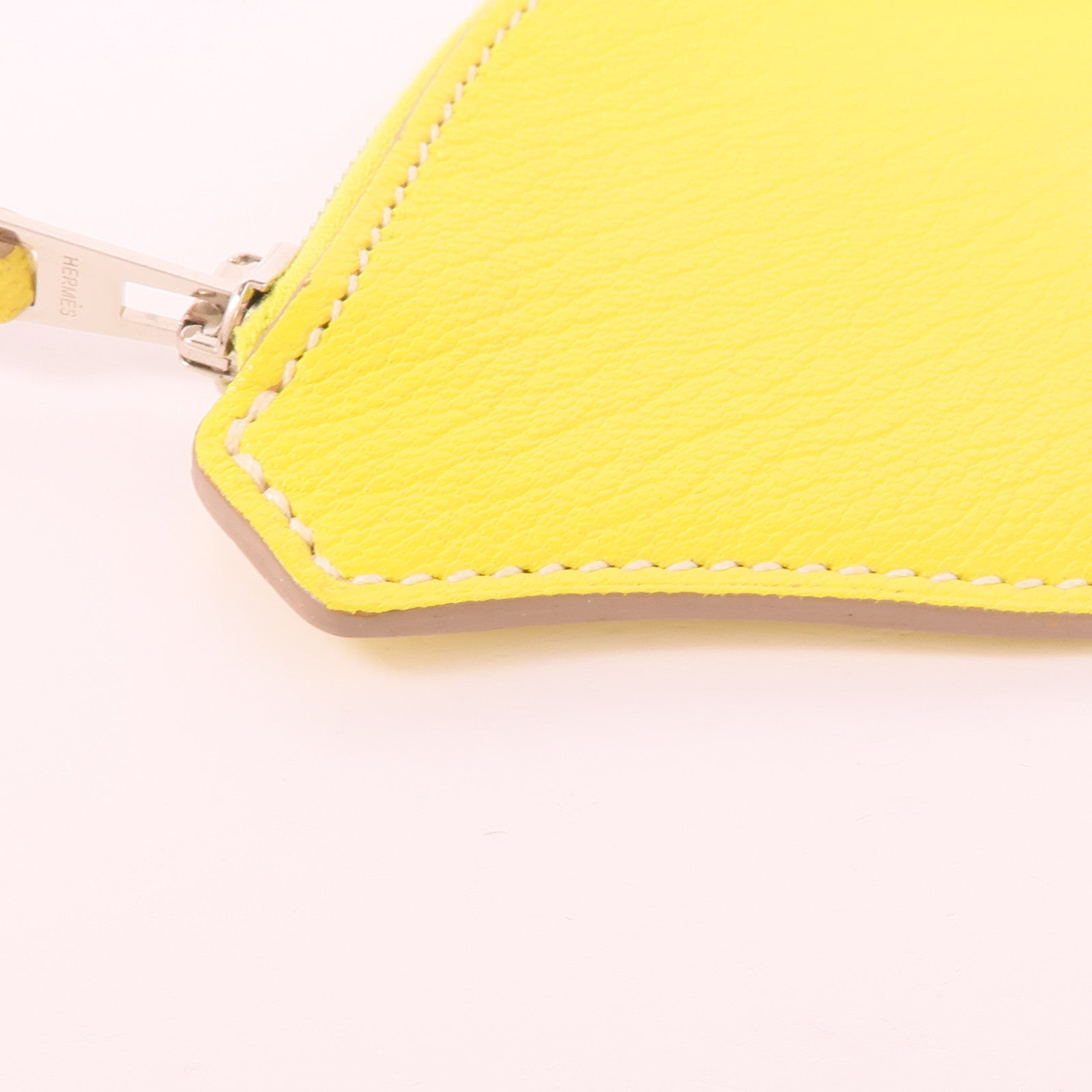 HERMES Chevre皮革Tutti Frutti Coin Case銀扣零錢包Lime/Canopee