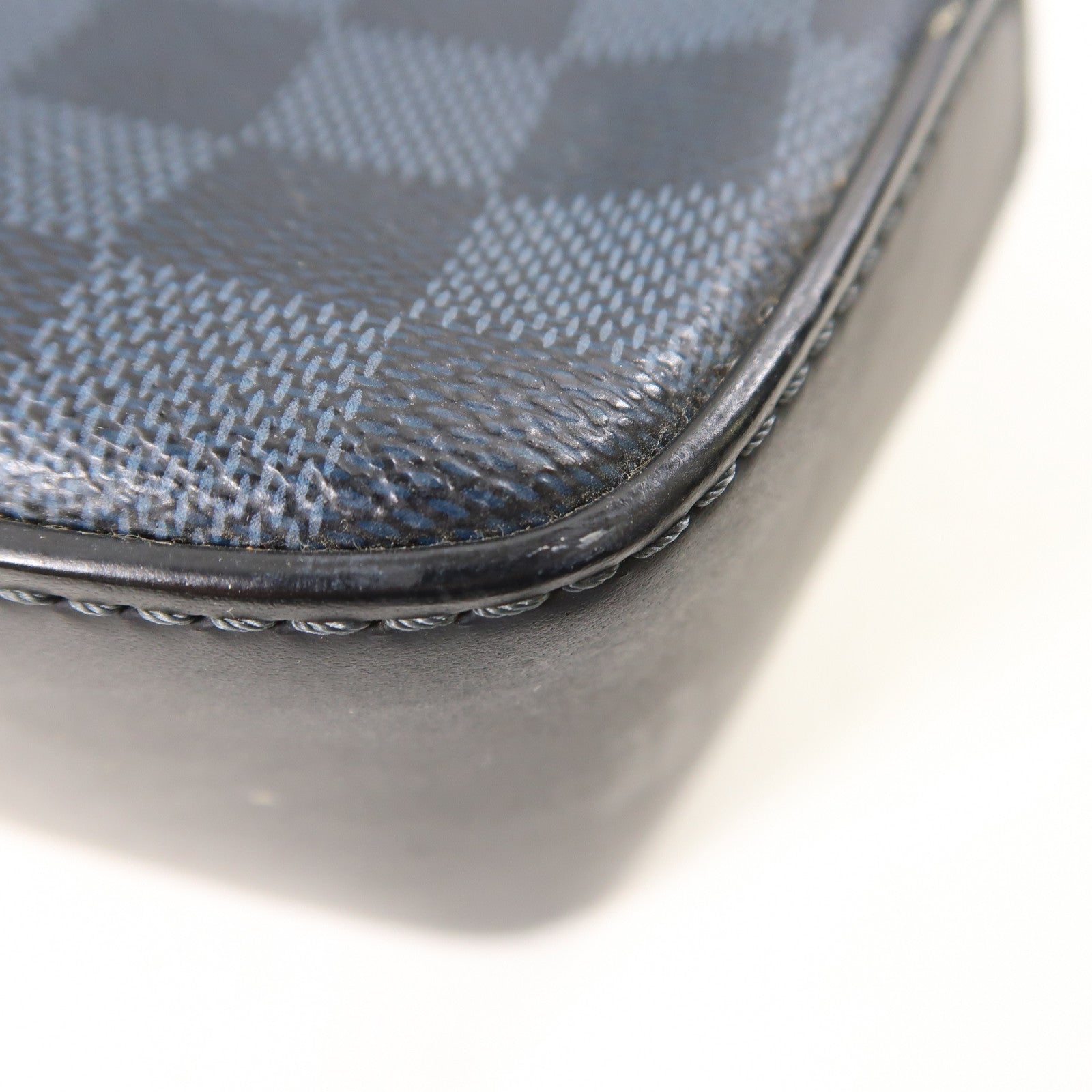 LOUIS VUITTON Damier Cobalt Greenwich銀扣手挽肩背兩用袋黑色/藍色