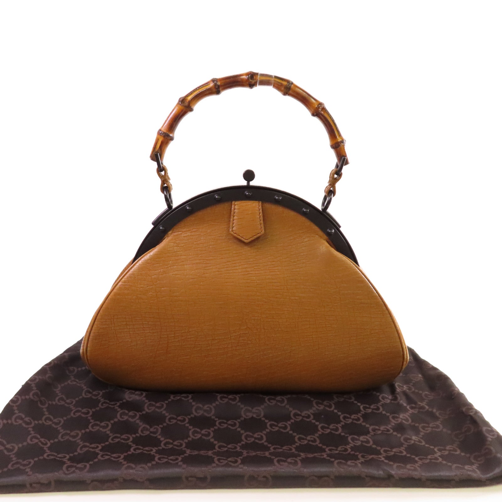 GUCCI 牛皮皮革Bamboo Handbag手挽袋啡色/黑色