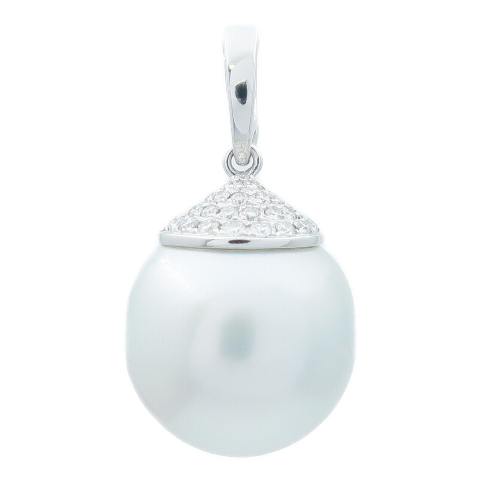JEWELRY 18K白金Pearl Diamond Pendant Top珍珠/鑽石吊墜