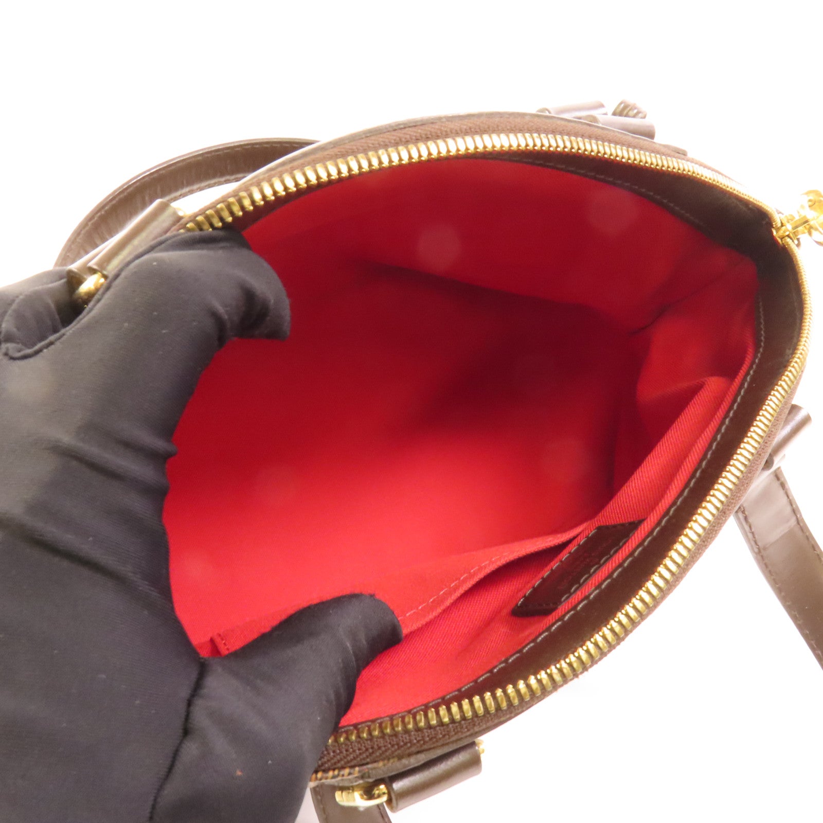LOUIS VUITTON Damier Verona PM金扣手挽袋
