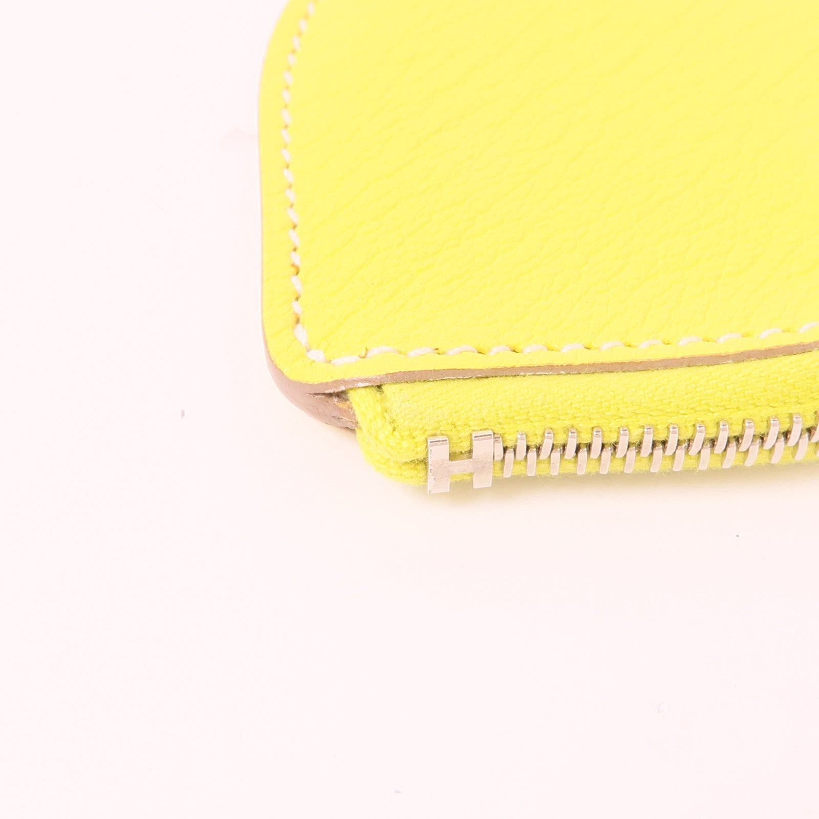 HERMES Chevre皮革Tutti Frutti Coin Case銀扣零錢包Lime/Canopee