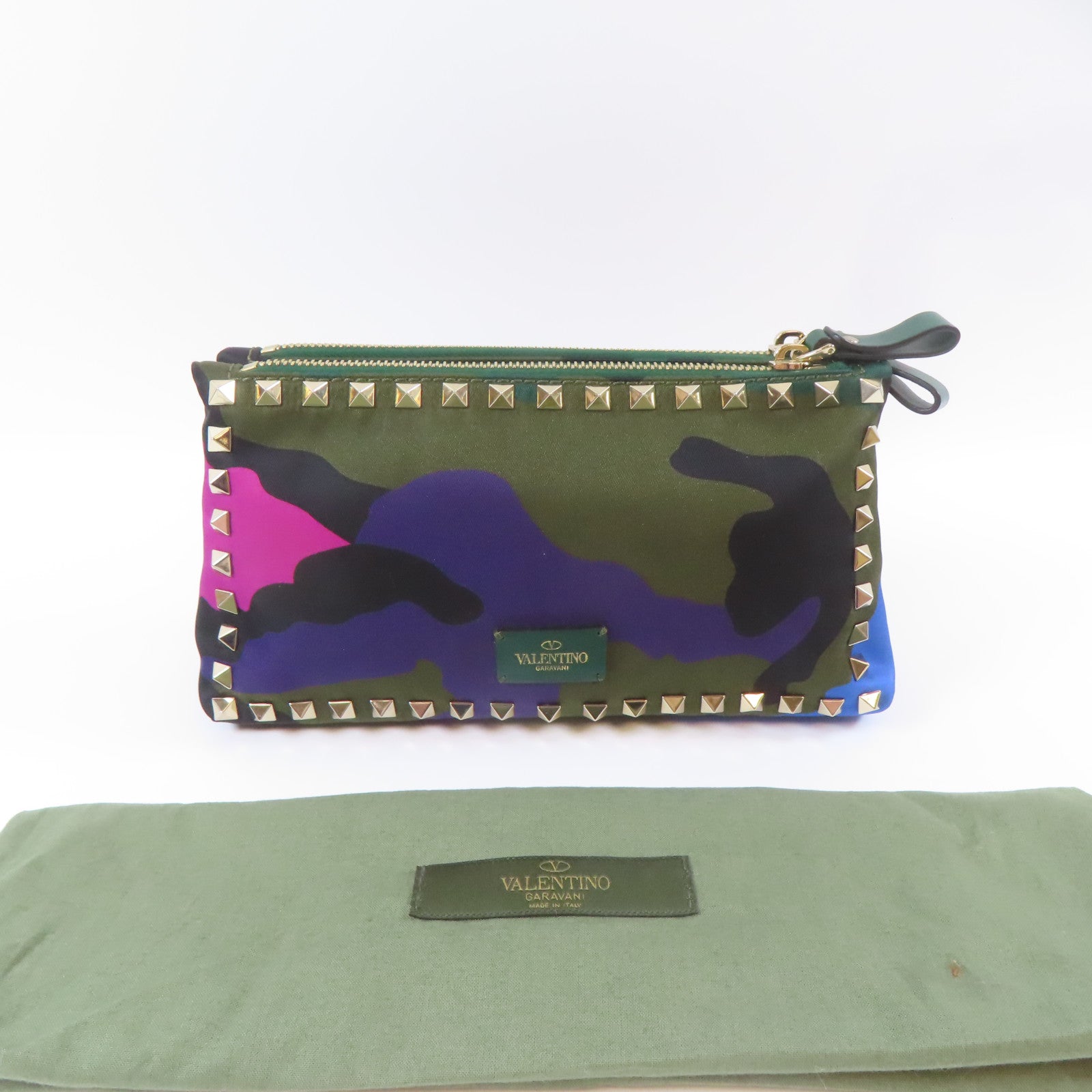 Valentino 【激減優惠】尼龍Clutch Bag金扣手拿包迷彩色