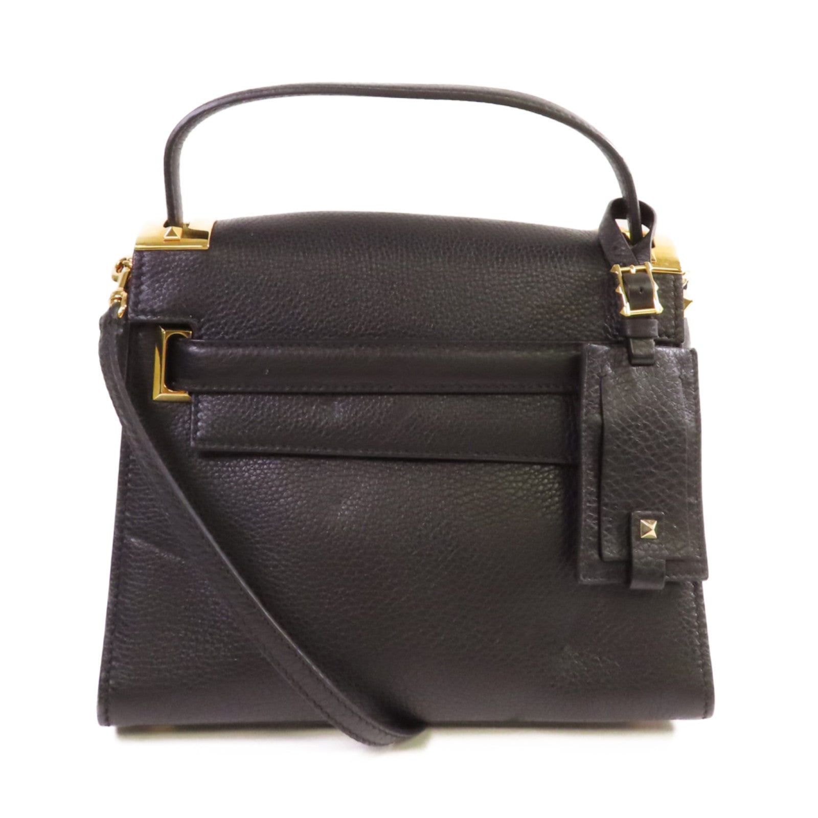 Valentino 牛皮皮革2Way Shoulder Bag金扣手挽肩背兩用袋黑色