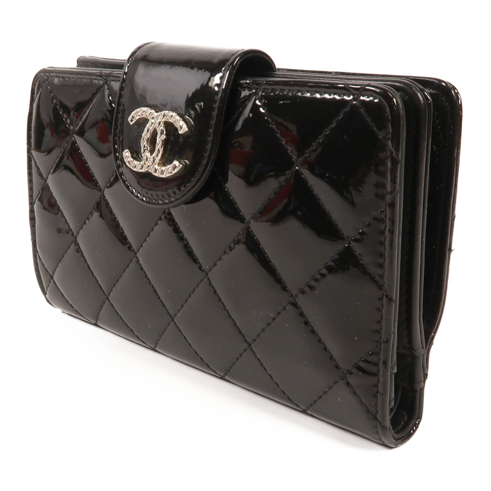 CHANEL 漆皮皮革Wallet銀扣錢包