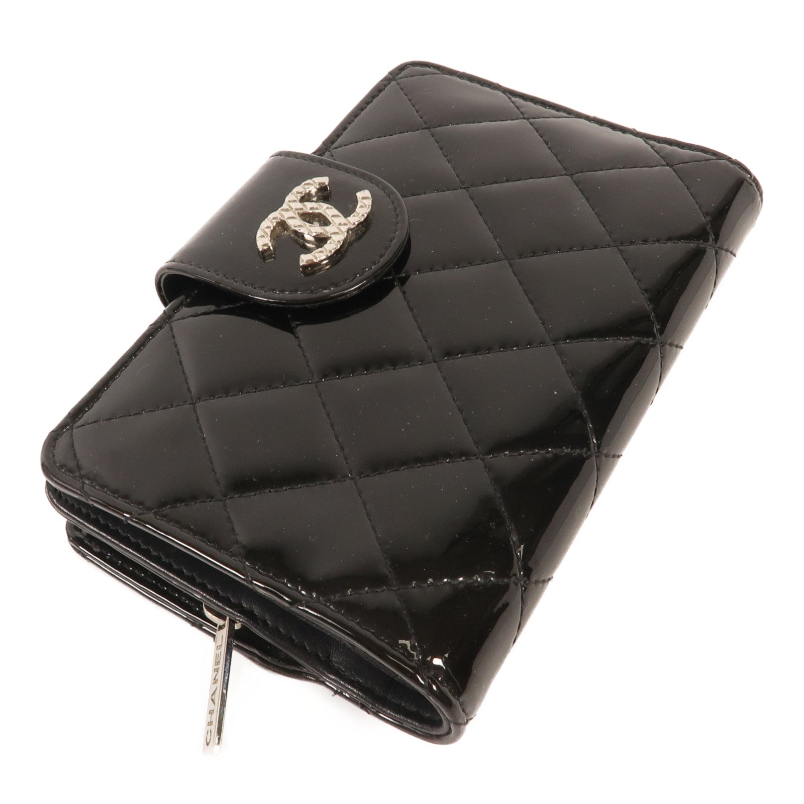 CHANEL 漆皮皮革Wallet銀扣錢包