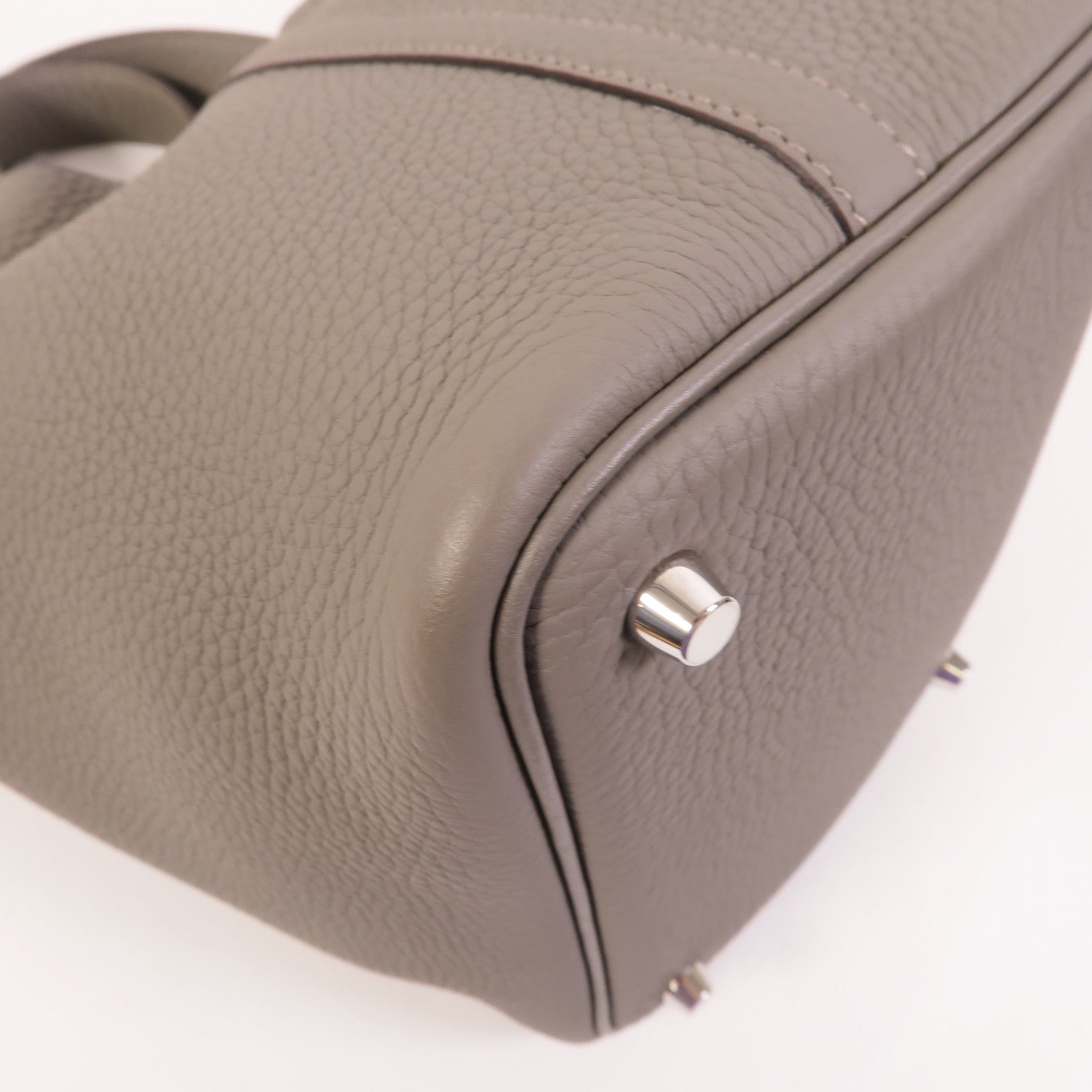 HERMES Clemence皮革Picotin PM手挽袋Gris Meyer