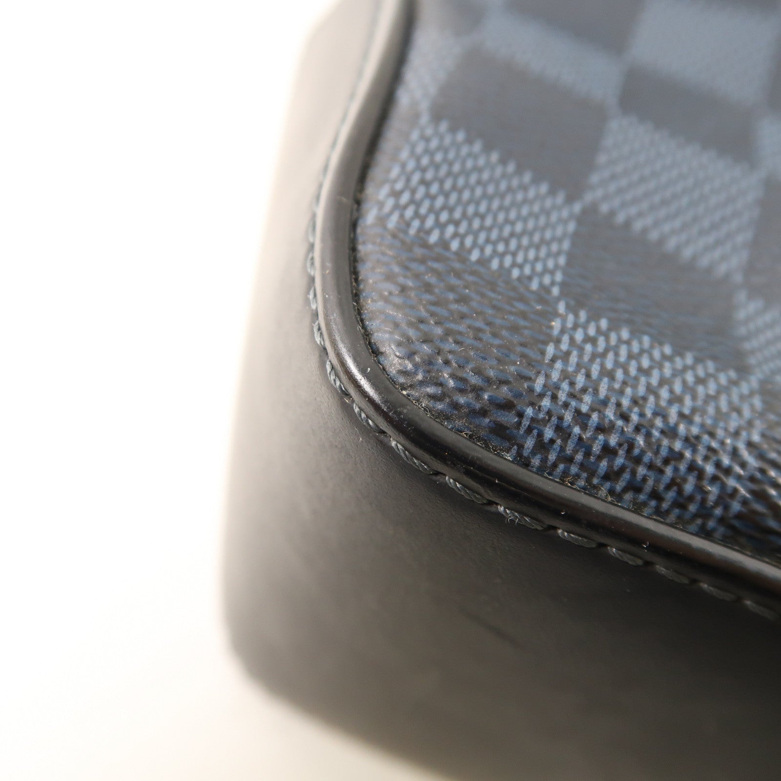 LOUIS VUITTON Damier Cobalt Greenwich銀扣手挽肩背兩用袋黑色/藍色