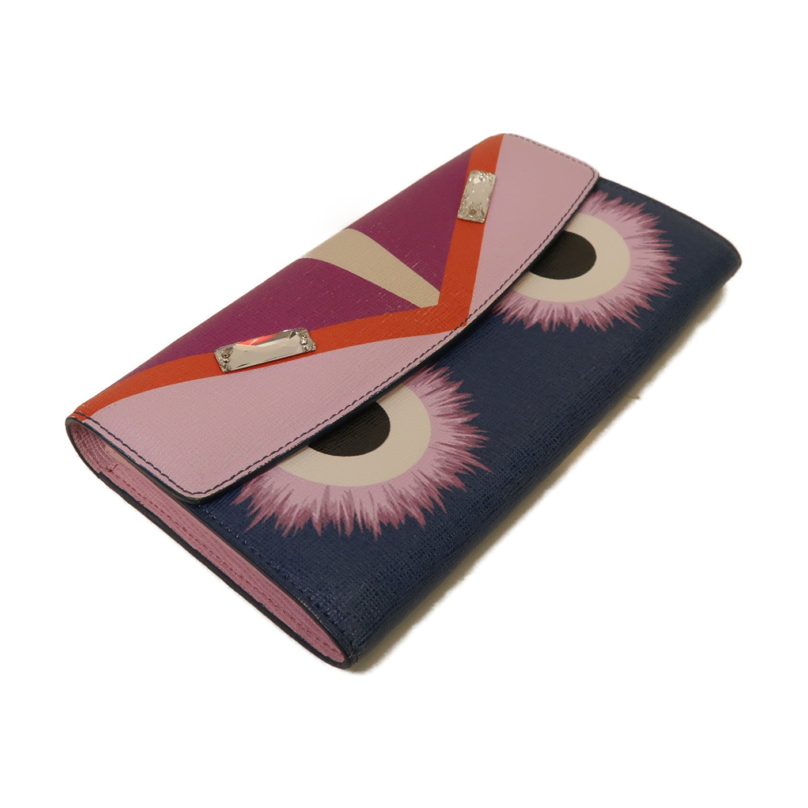 FENDI 【激減優惠】塗層帆布Long Wallet金扣長錢包藍色/粉紅色/紫色
