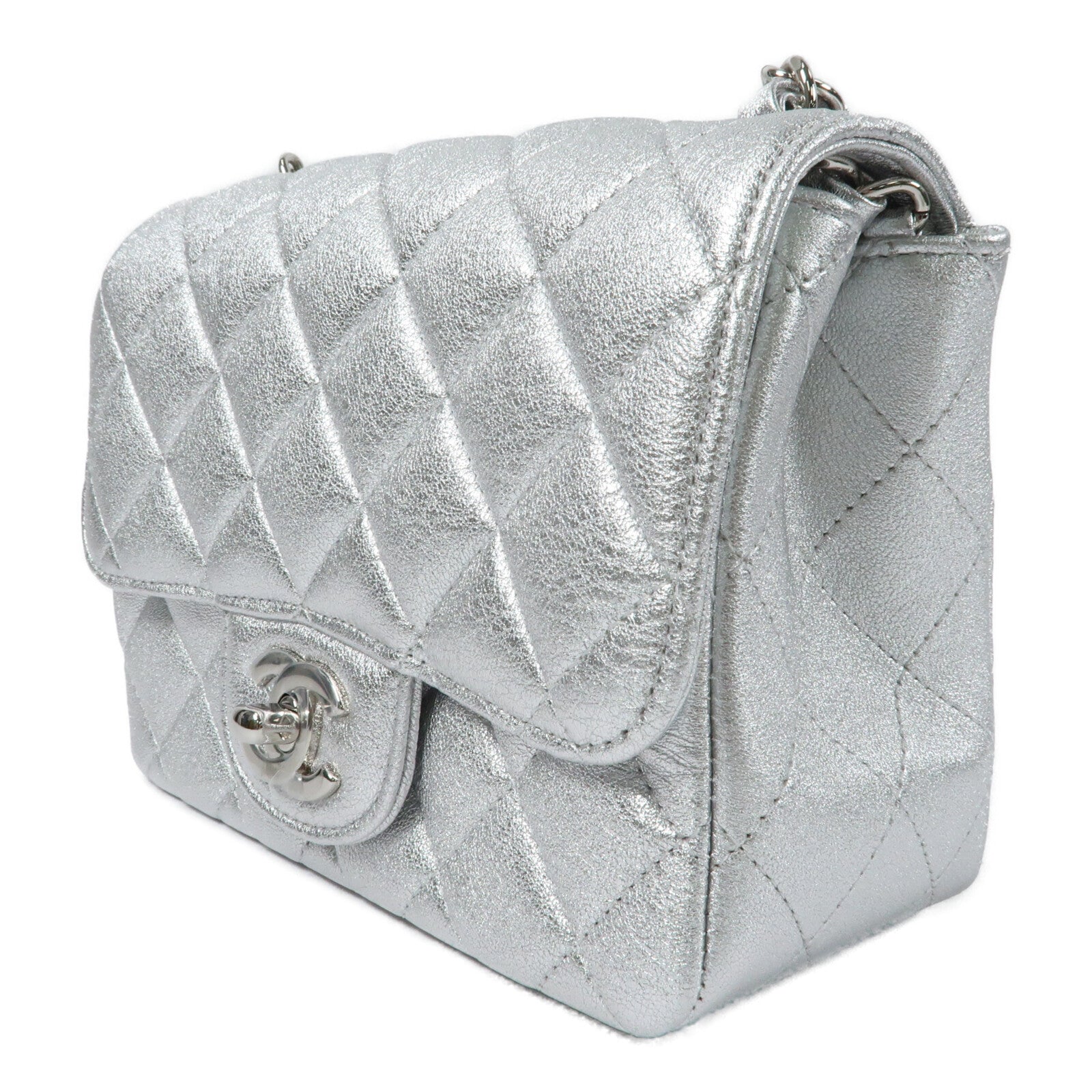 CHANEL 牛皮皮革Mini Classic 17銀扣鏈帶肩背袋