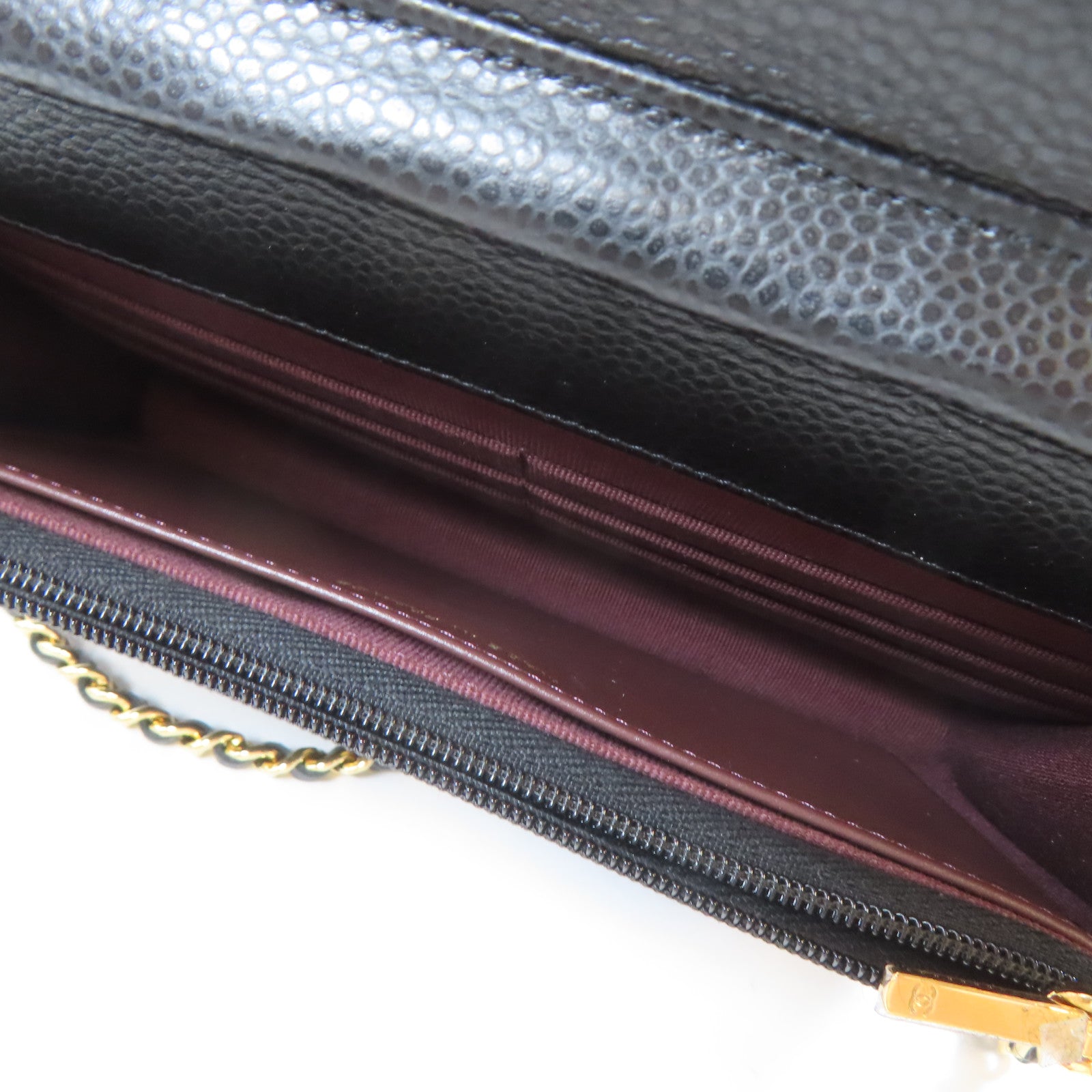 CHANEL 菱格Caviar皮革WOC Wallet On Chain金扣鏈帶肩背袋黑色