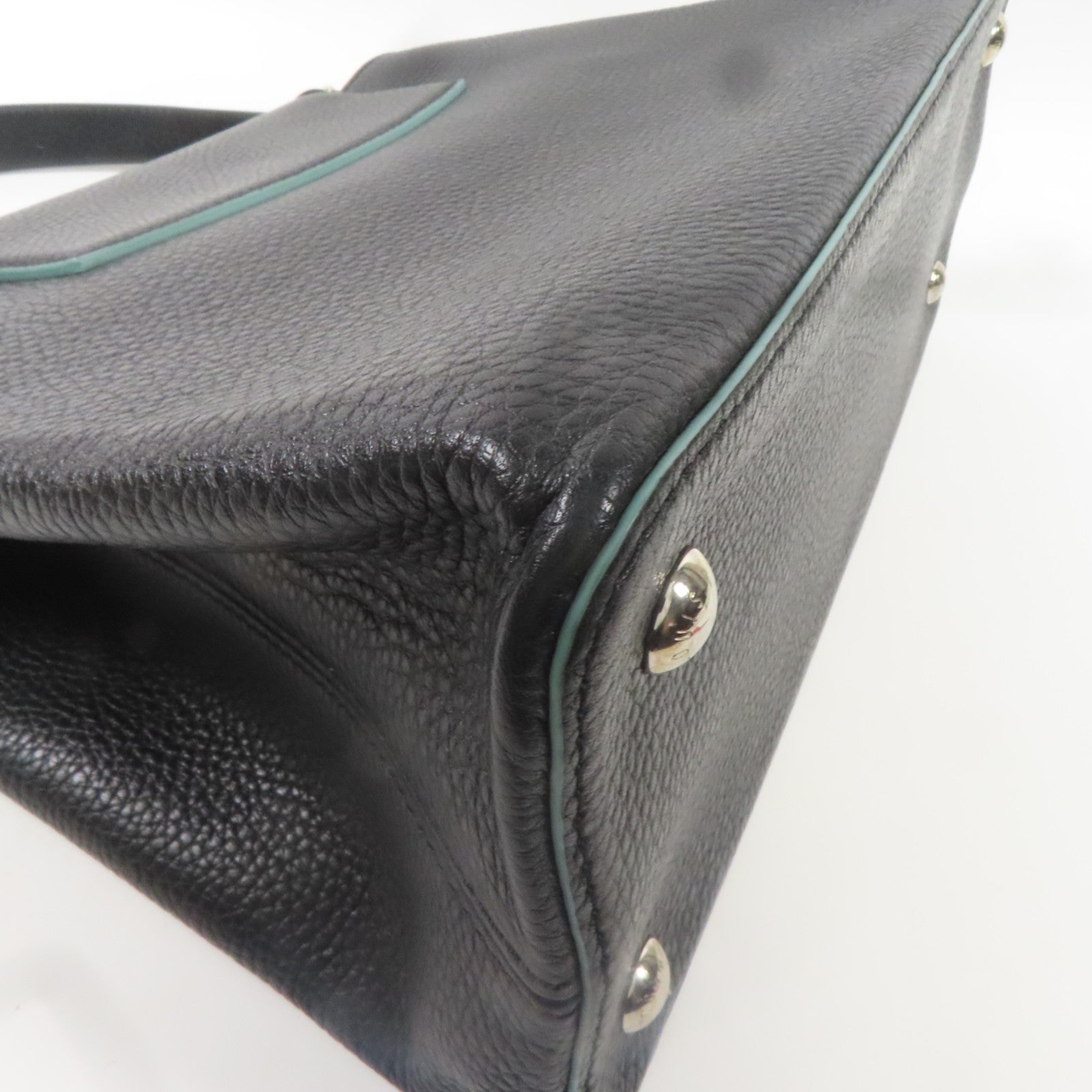 LOUIS VUITTON LV SHW Capuciness MM Handbag M48864 Calfskin Leather Black/Green