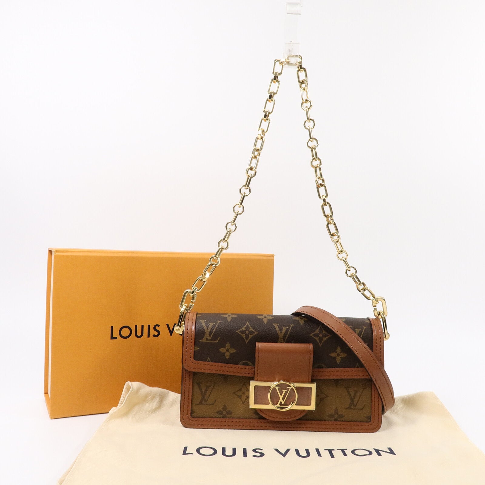 LOUIS VUITTON Monogram Reverse Dauphine East West手挽肩背兩用袋