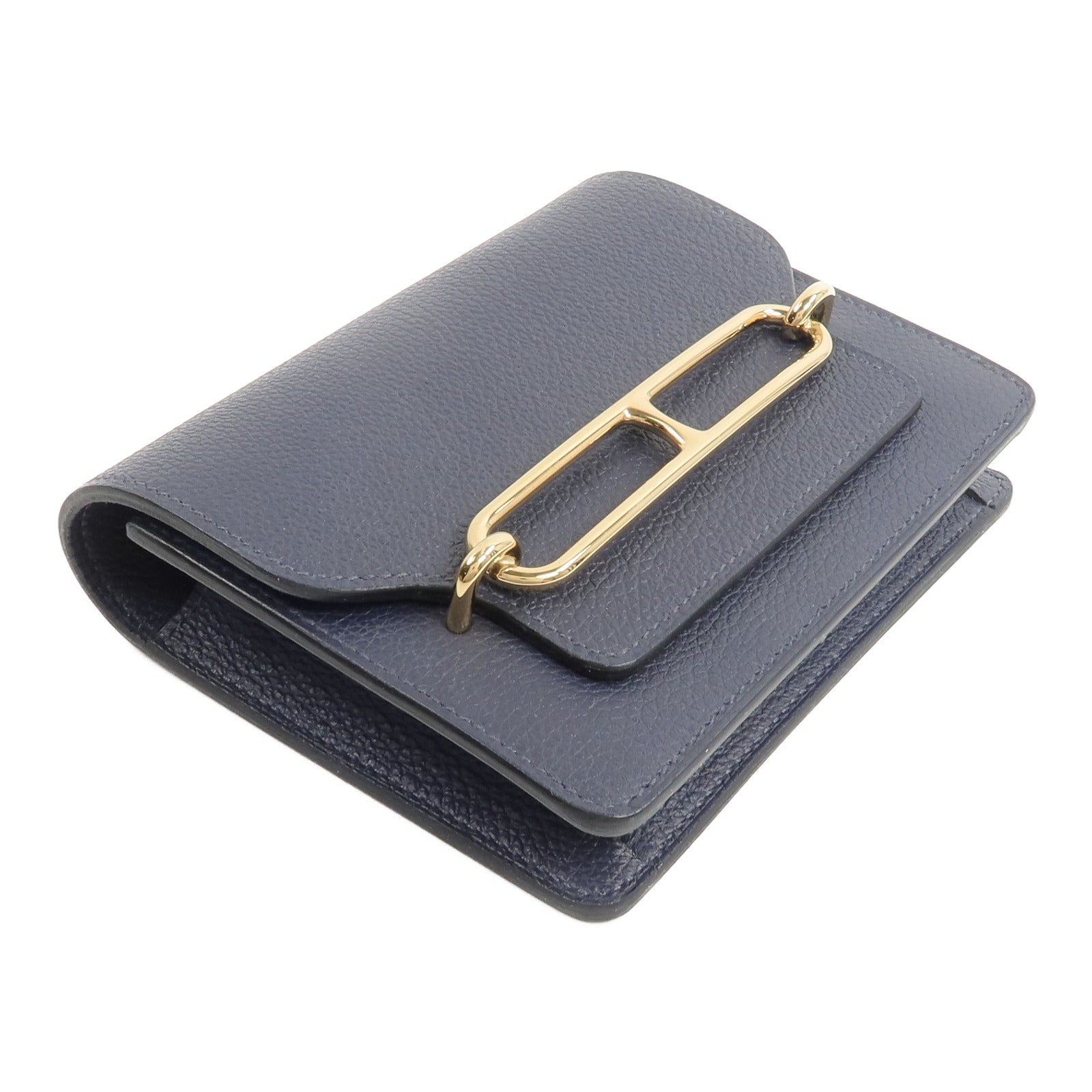 HERMES 【激減優惠】Evercolor皮革Roulis Slim Wallet錢包Bleu Nuit