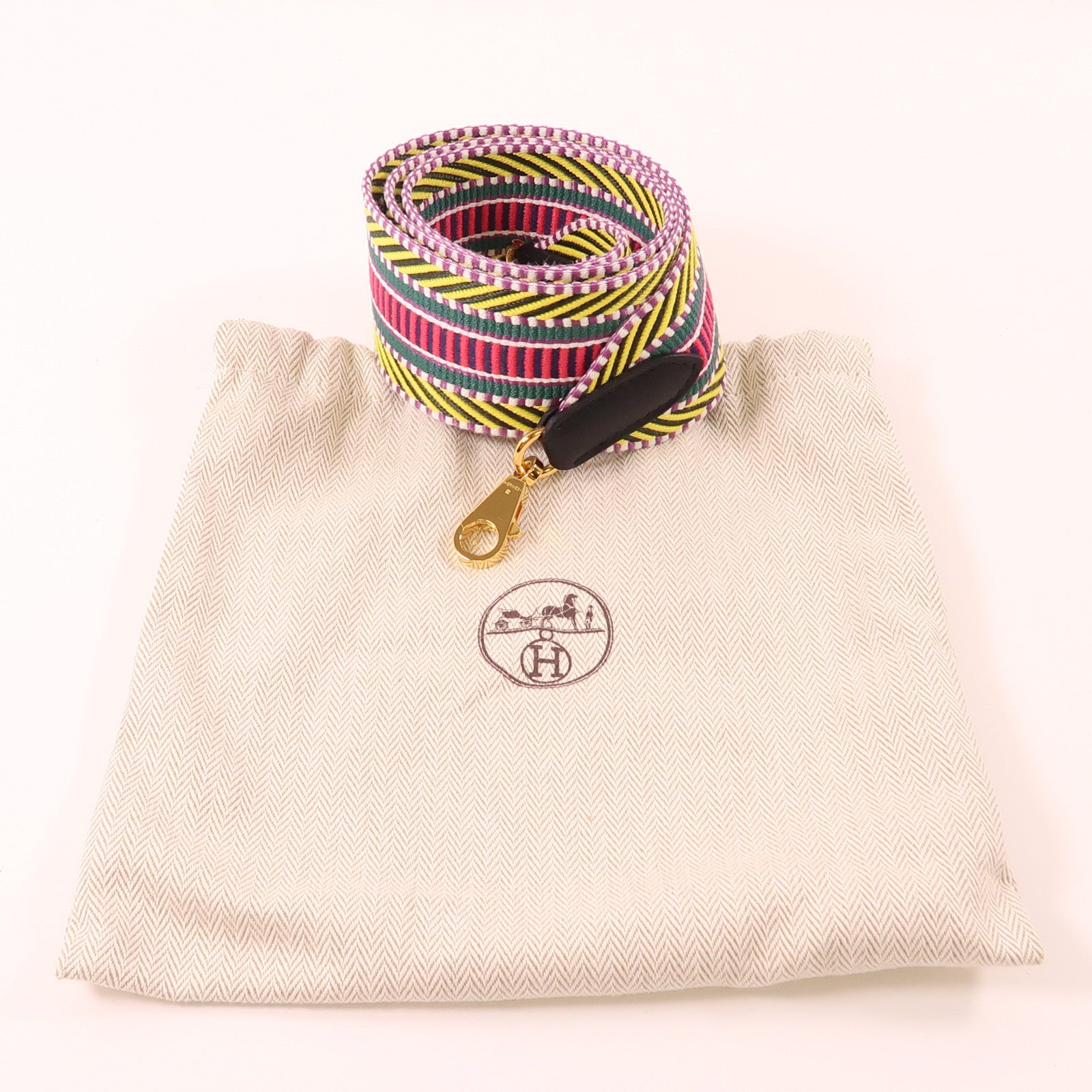 HERMES 帆布Strap金扣肩背帶