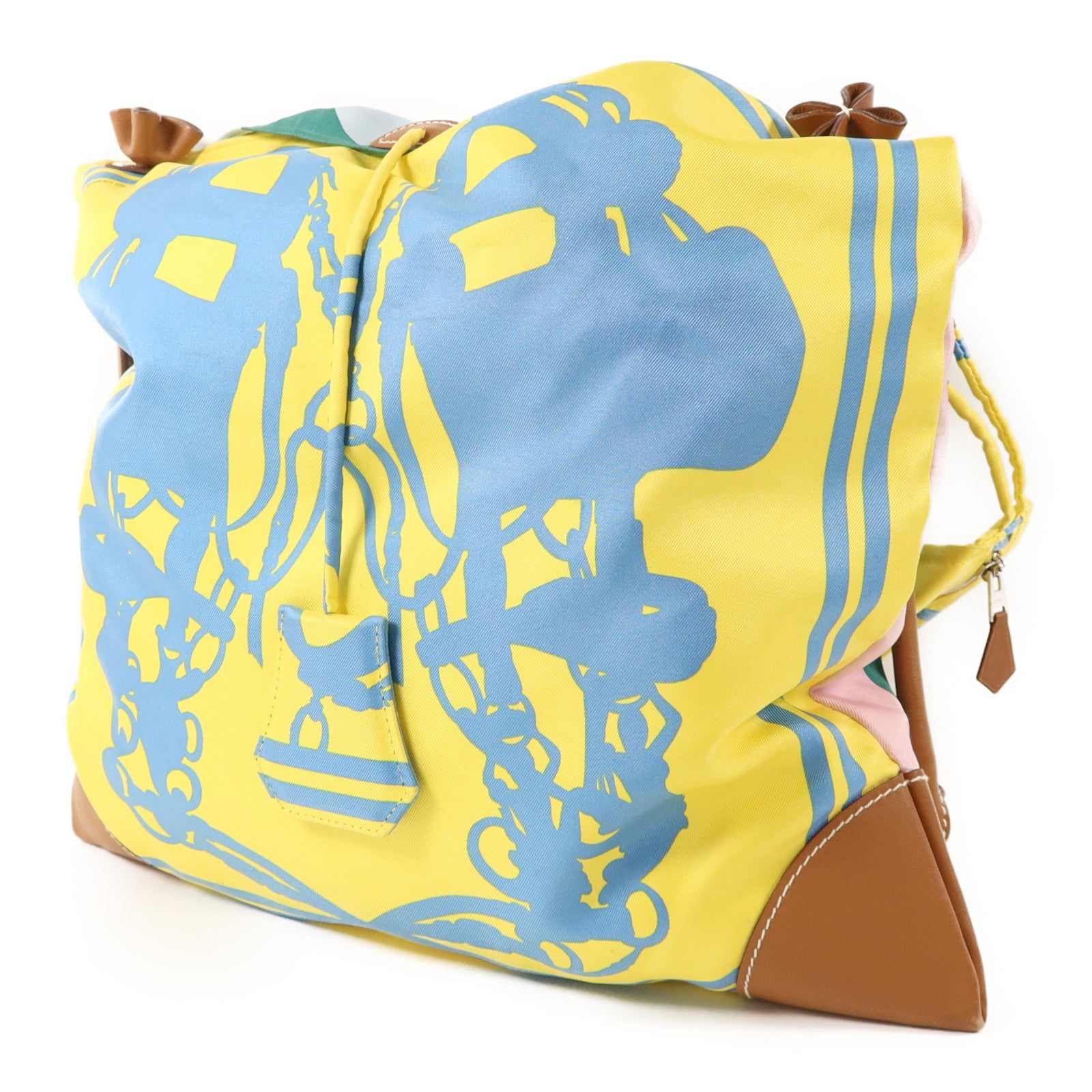 HERMES 絲質Silk City銀扣肩背袋
