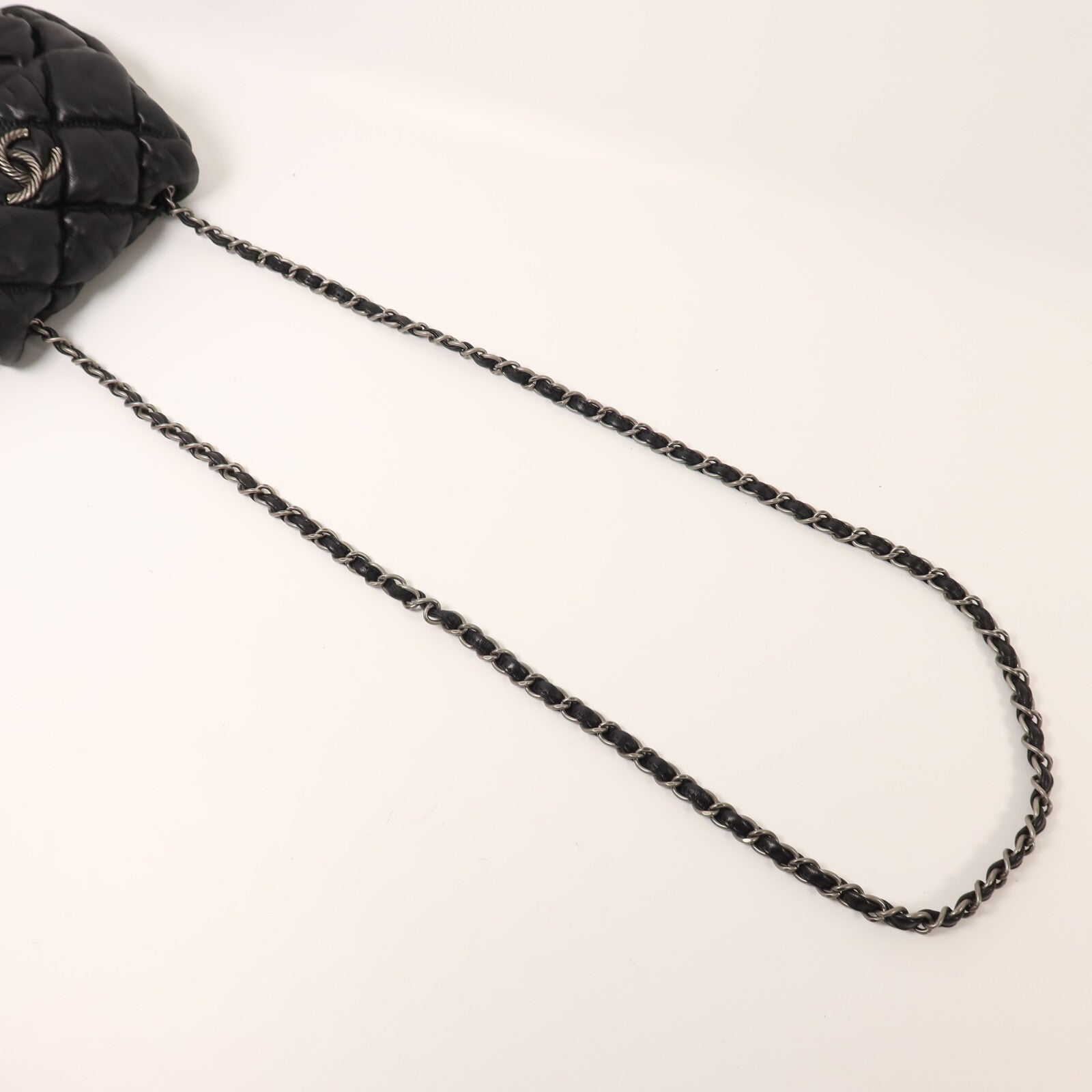 CHANEL 羊皮皮革Chain Shoulder銀扣鏈帶肩背袋