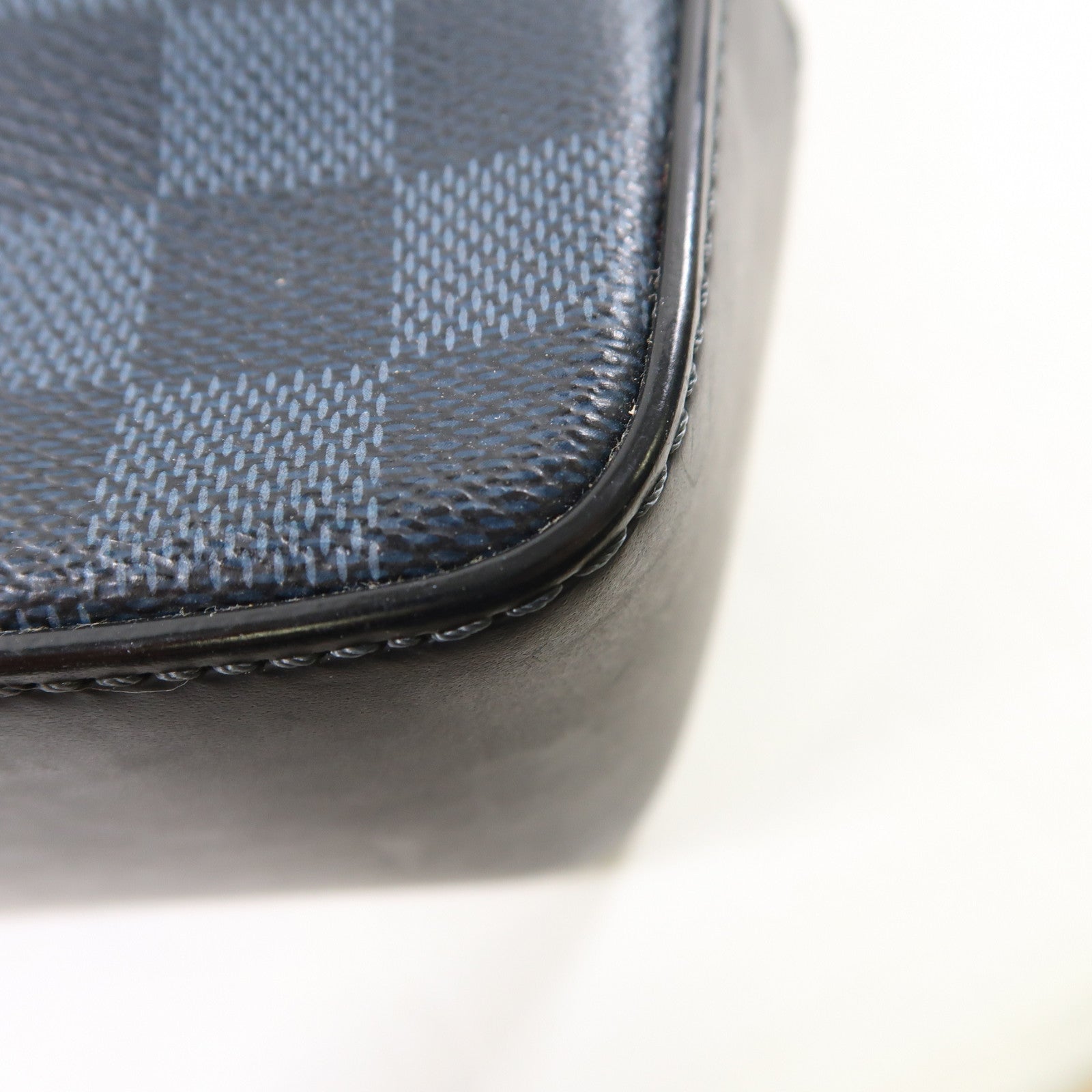 LOUIS VUITTON Damier Cobalt Greenwich銀扣手挽肩背兩用袋黑色/藍色