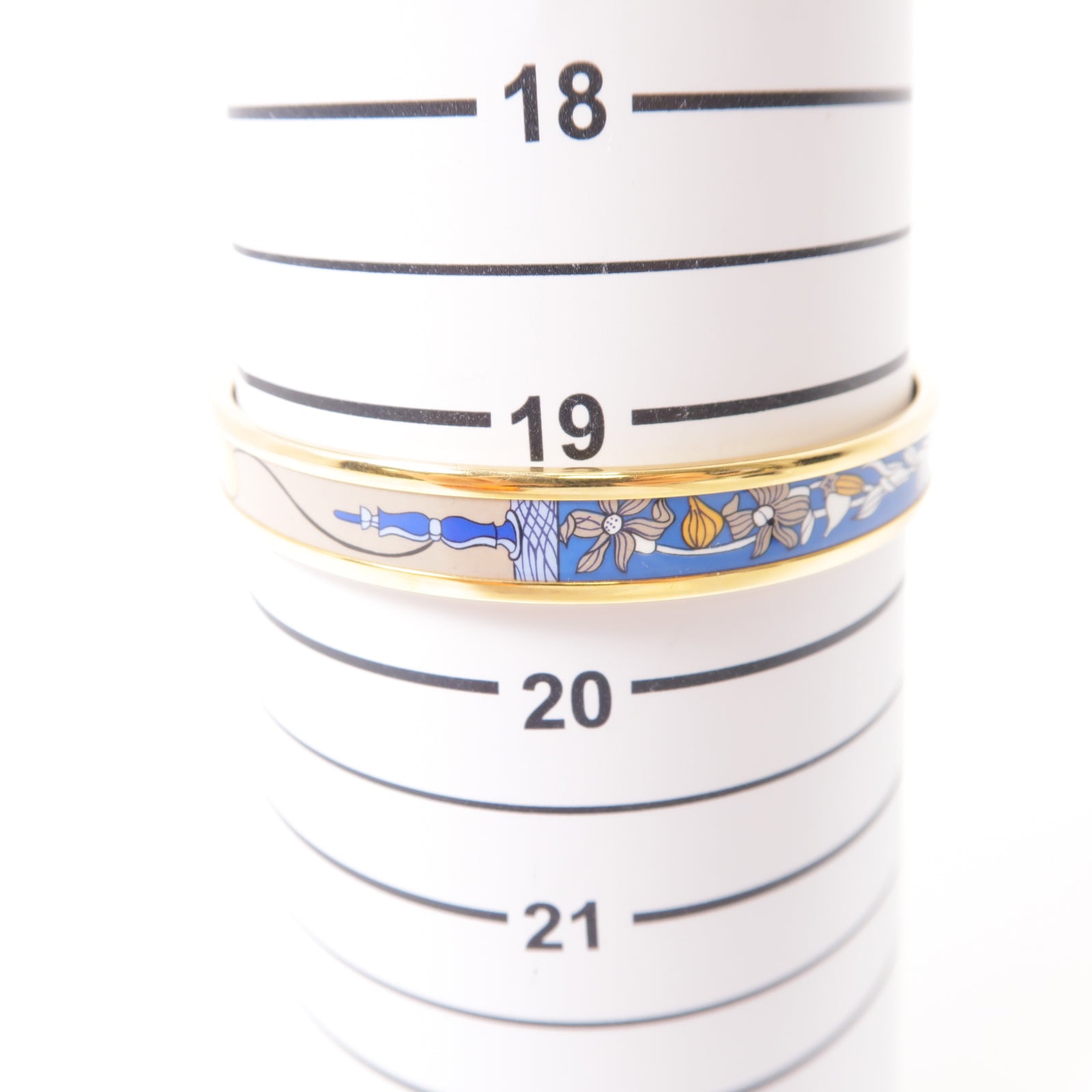 HERMES 琺瑯/金屬Bangle手鐲藍色/杏色/金色