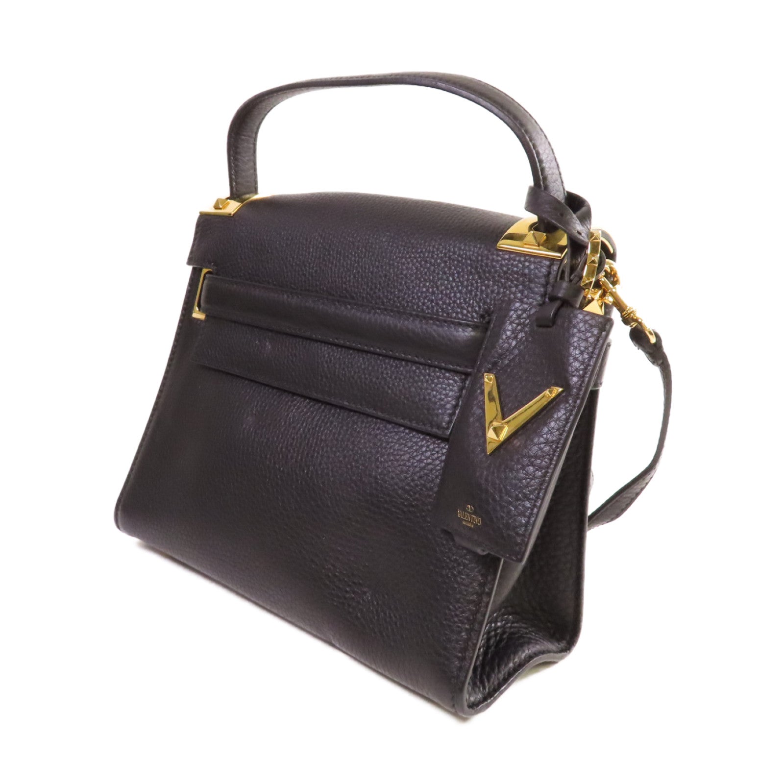 Valentino 牛皮皮革2Way Shoulder Bag金扣手挽肩背兩用袋黑色