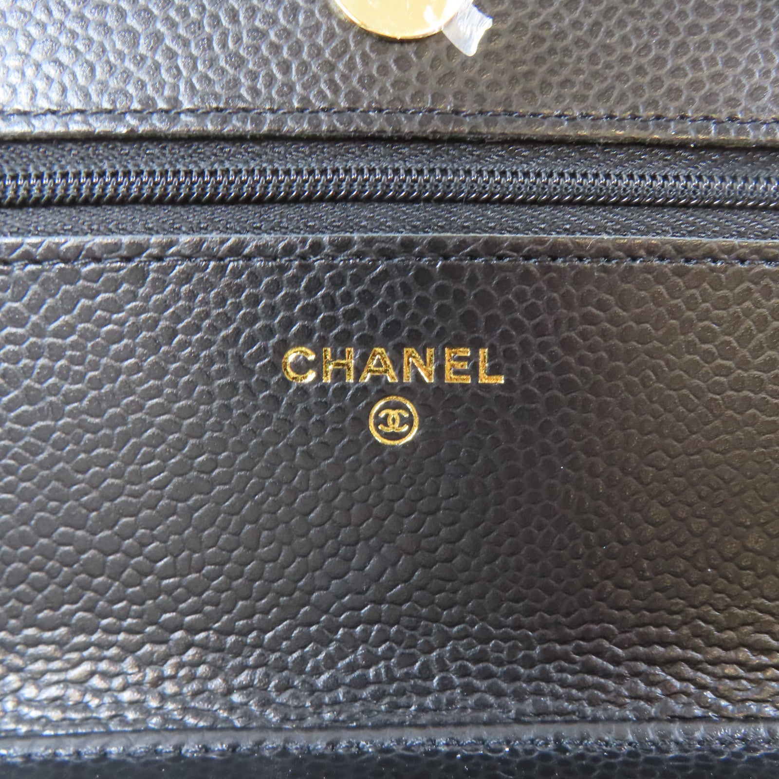 CHANEL 菱格Caviar皮革WOC Wallet On Chain金扣鏈帶肩背袋黑色