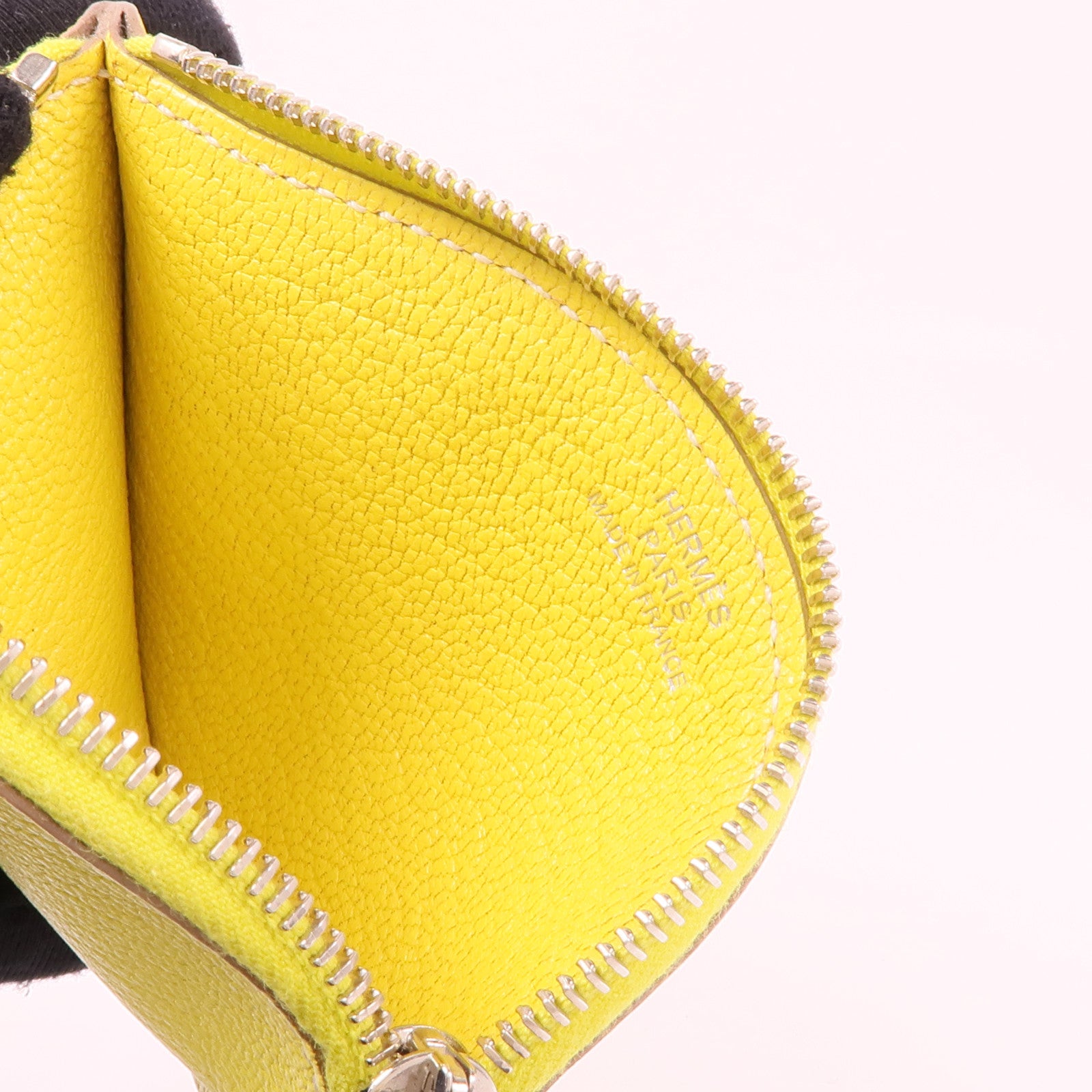 HERMES Chevre皮革Tutti Frutti Coin Case銀扣零錢包Lime/Canopee