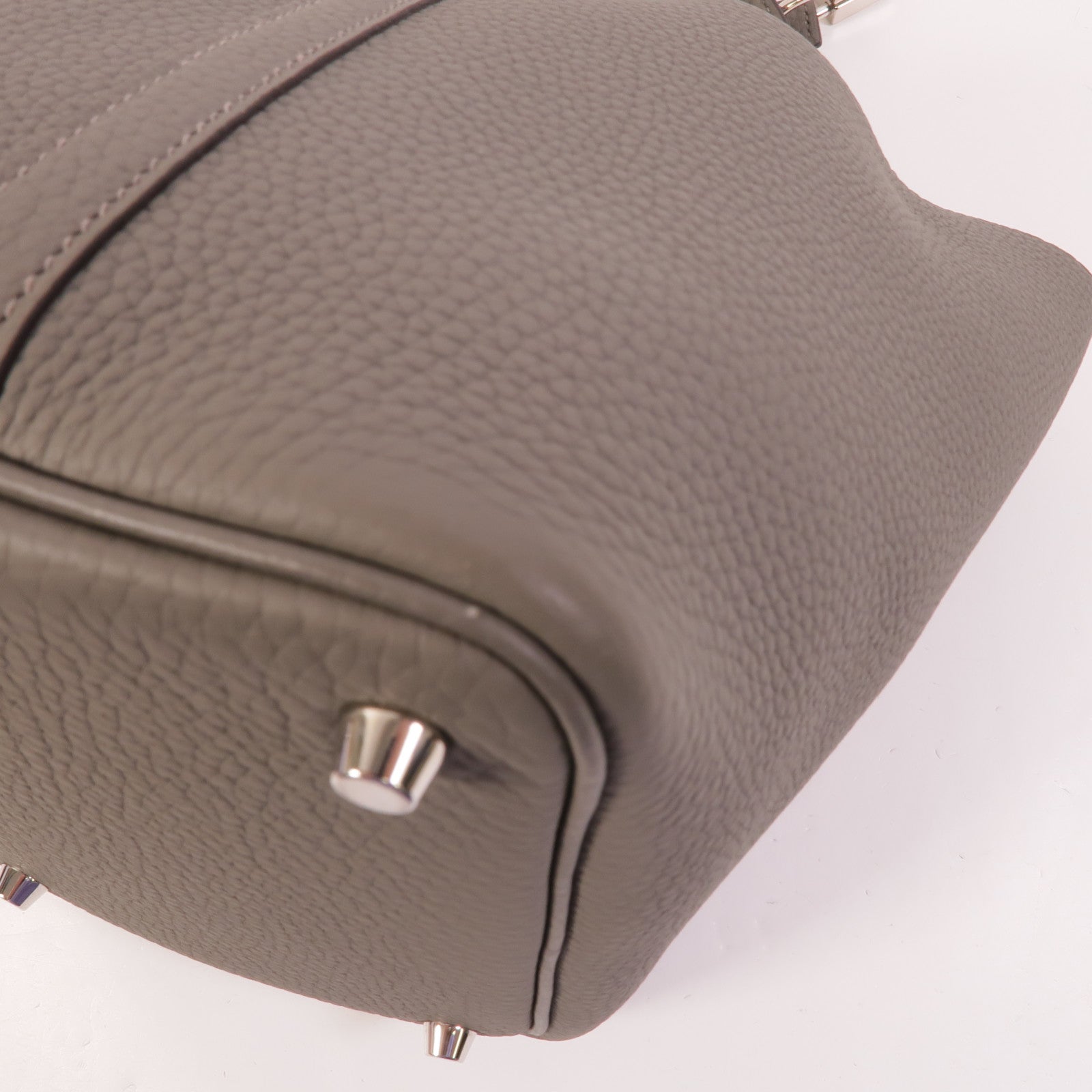 HERMES Clemence皮革Picotin PM手挽袋Gris Meyer