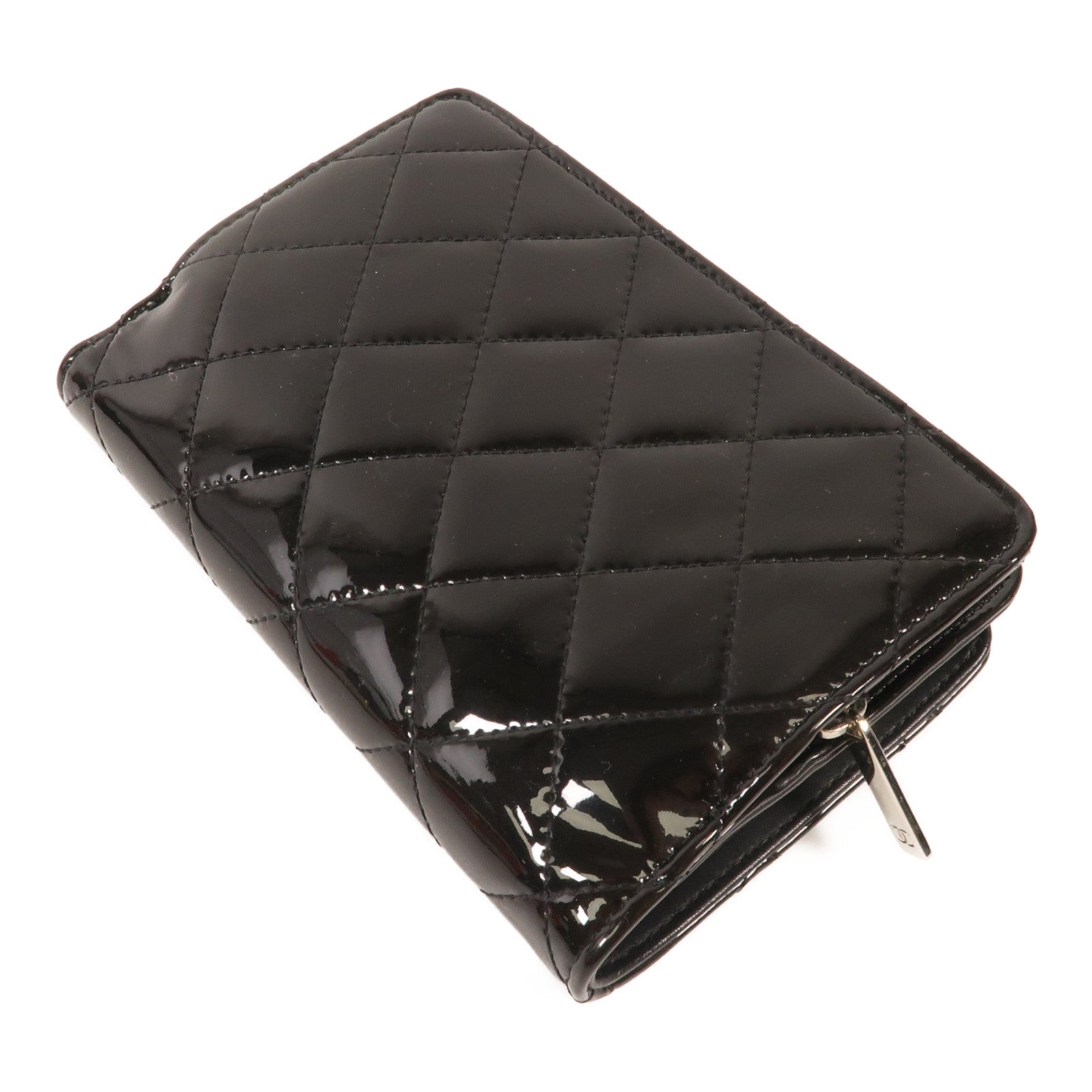 CHANEL 漆皮皮革Wallet銀扣錢包