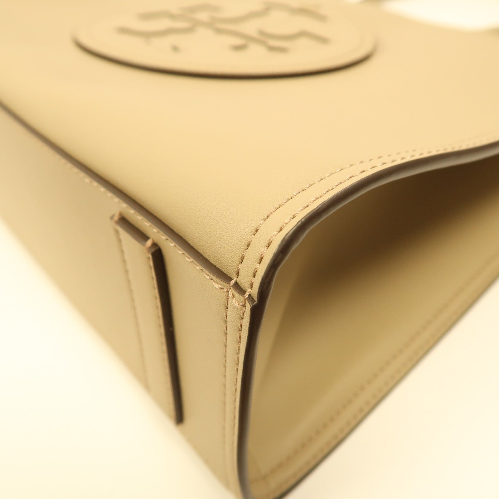 Tory Burch 牛皮皮革Shoulder Bag金扣手挽肩背兩用袋奶茶色