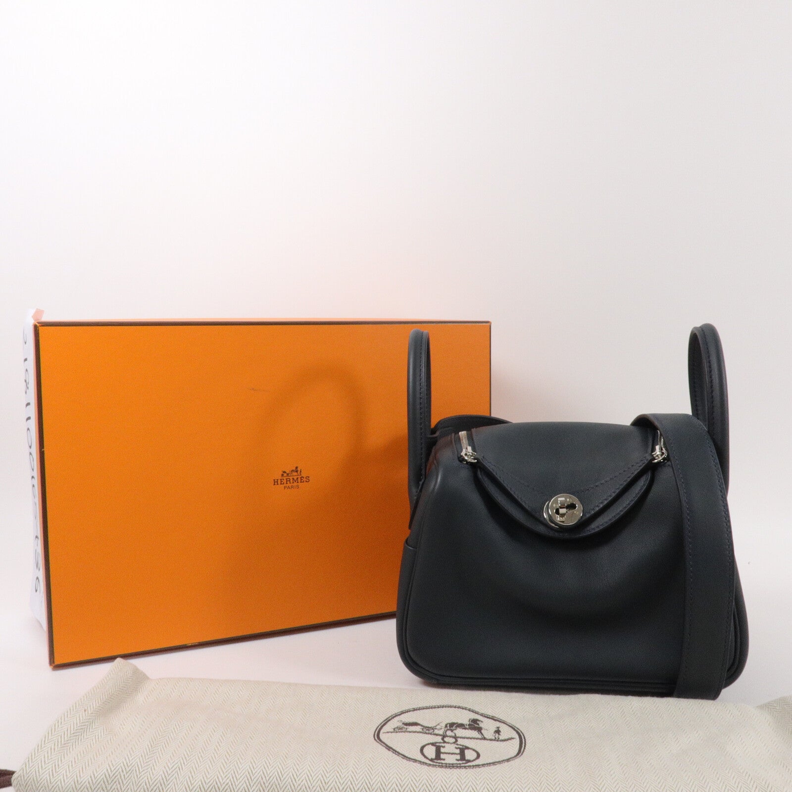 HERMES Swift皮革Mini Lindy手挽肩背兩用袋Vert Rousseau/Malach