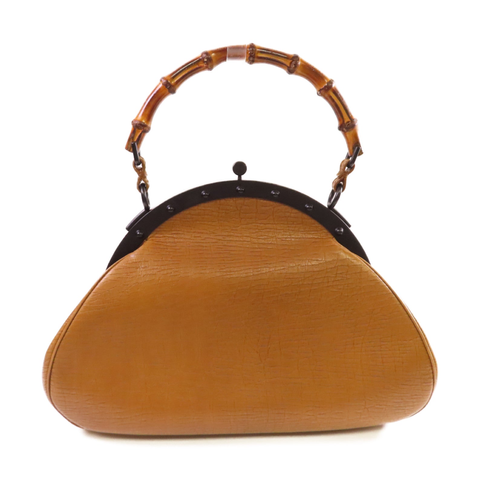 GUCCI 牛皮皮革Bamboo Handbag手挽袋啡色/黑色