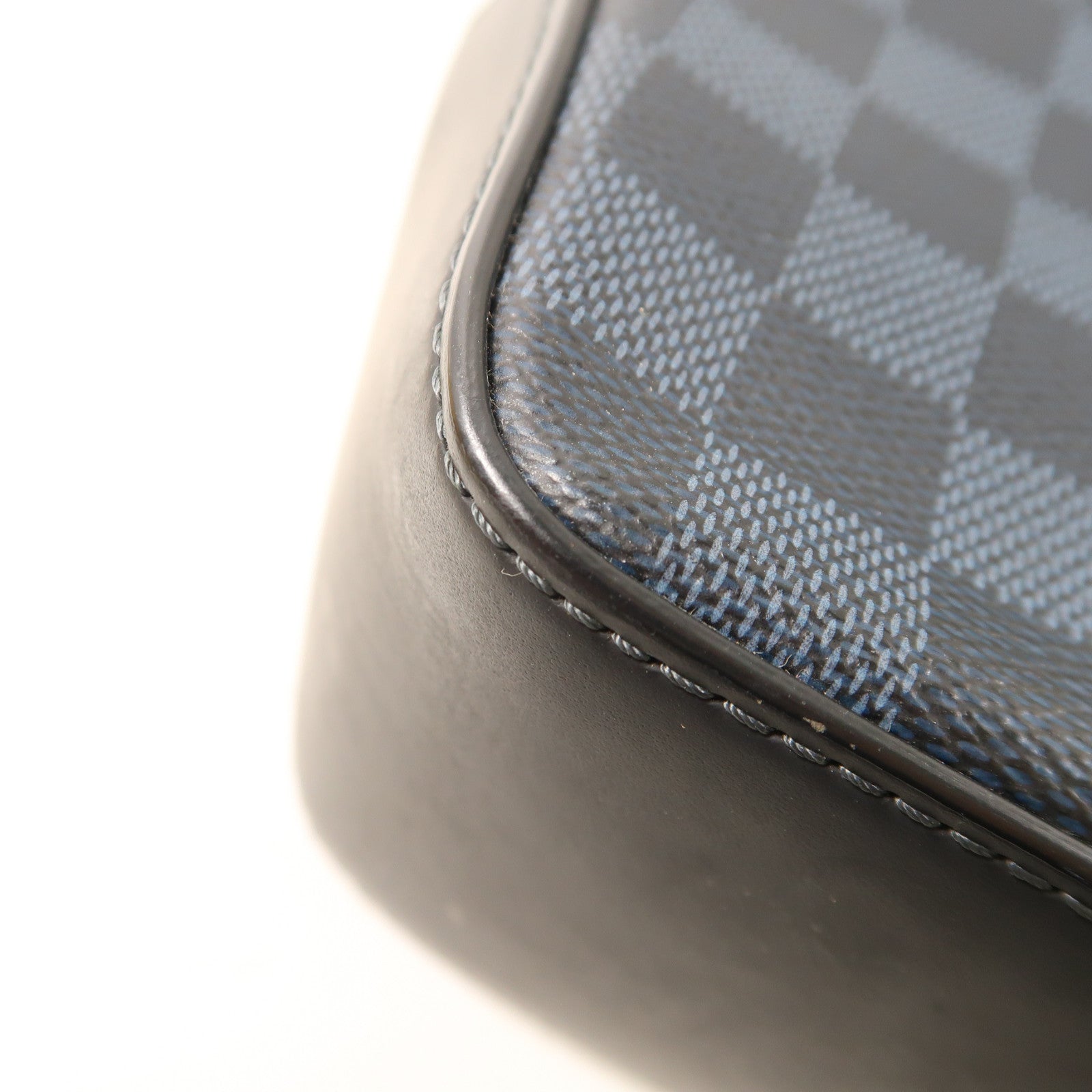 LOUIS VUITTON Damier Cobalt Greenwich銀扣手挽肩背兩用袋黑色/藍色