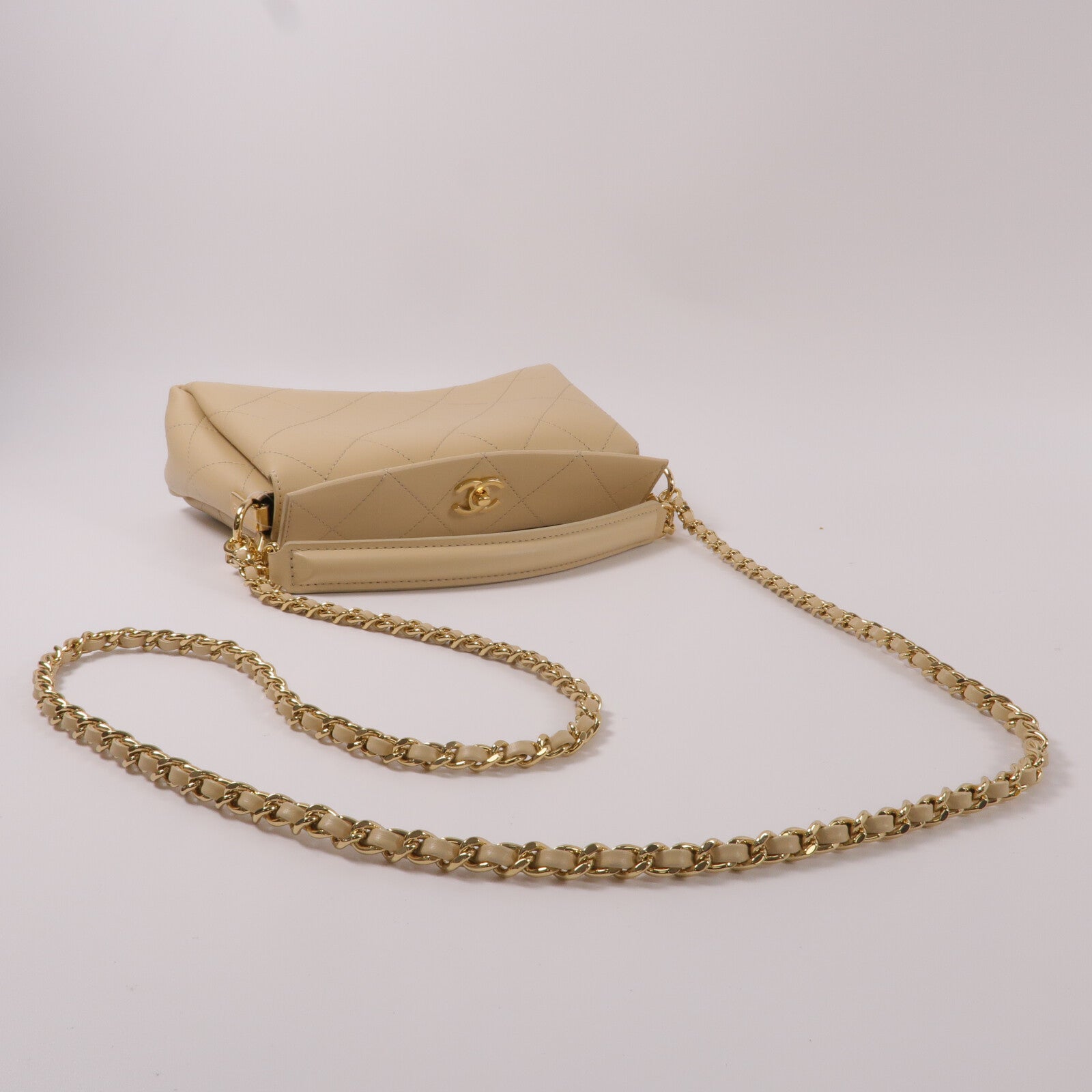 CHANEL 牛皮皮革Chain Shoulder鏈帶手挽肩背兩用袋